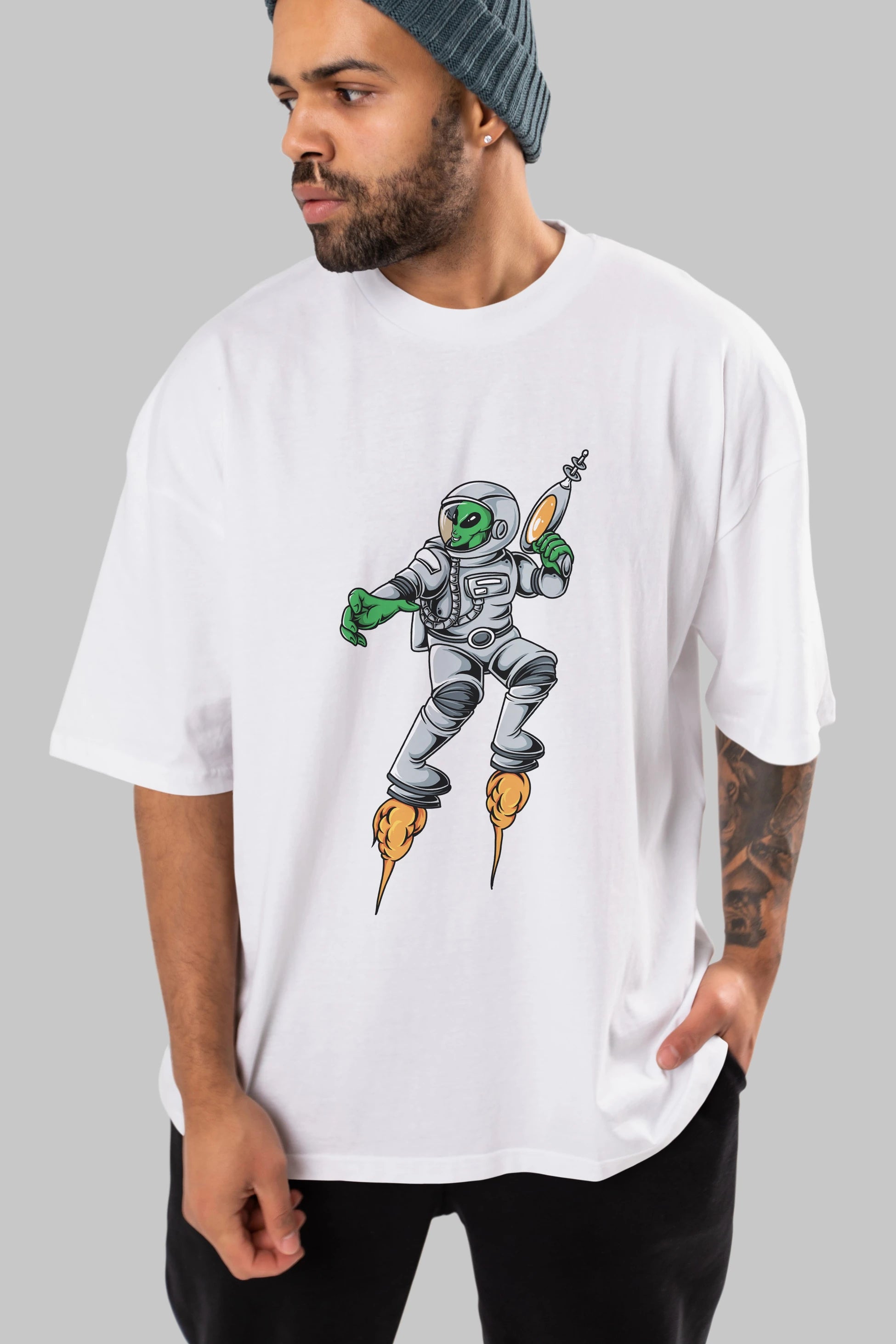 Alien Wars Ön Baskılı Oversize t-shirt Erkek Kadın Unisex
