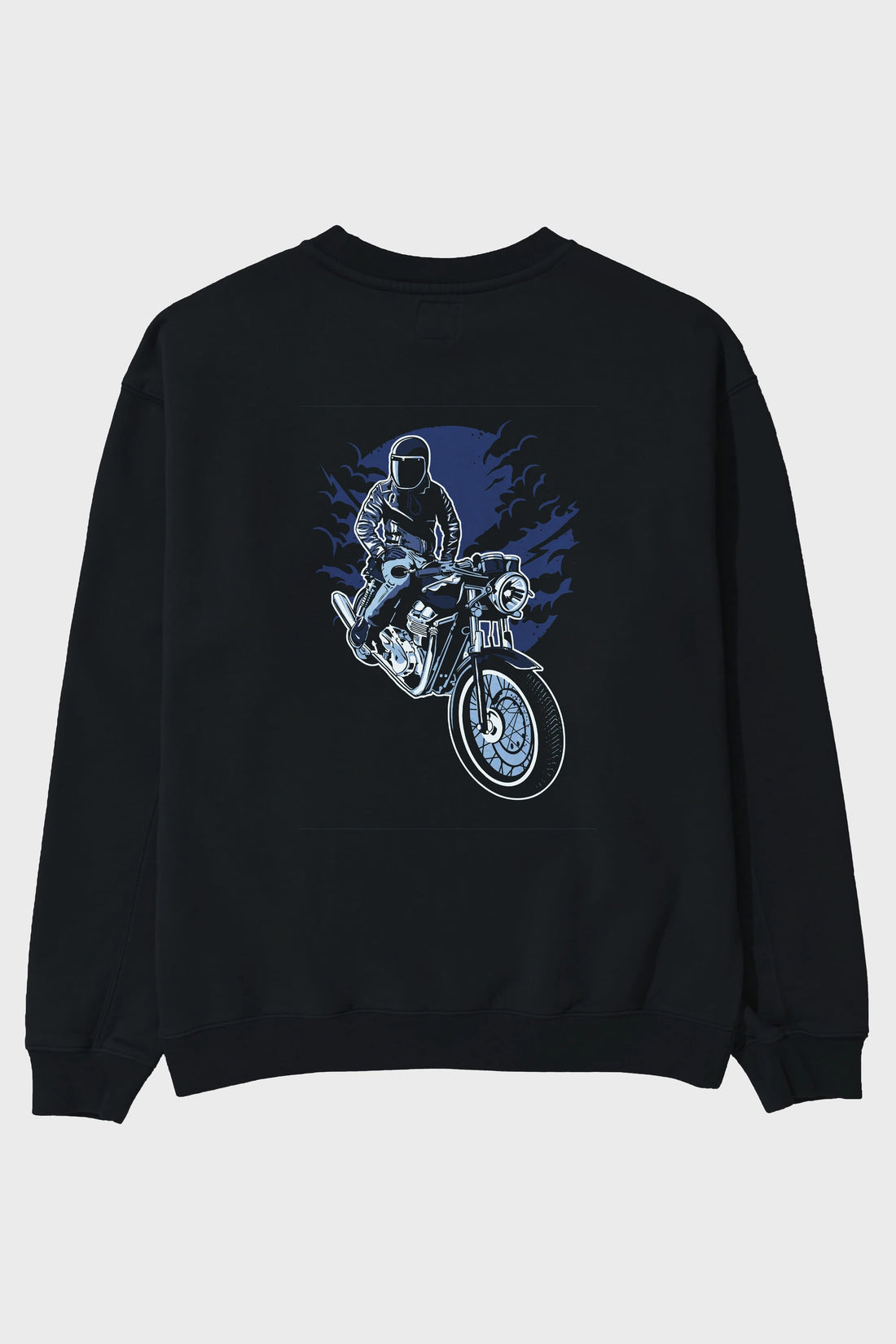 Night Rider Arka Baskılı Oversize Sweatshirt Erkek Kadın Unisex