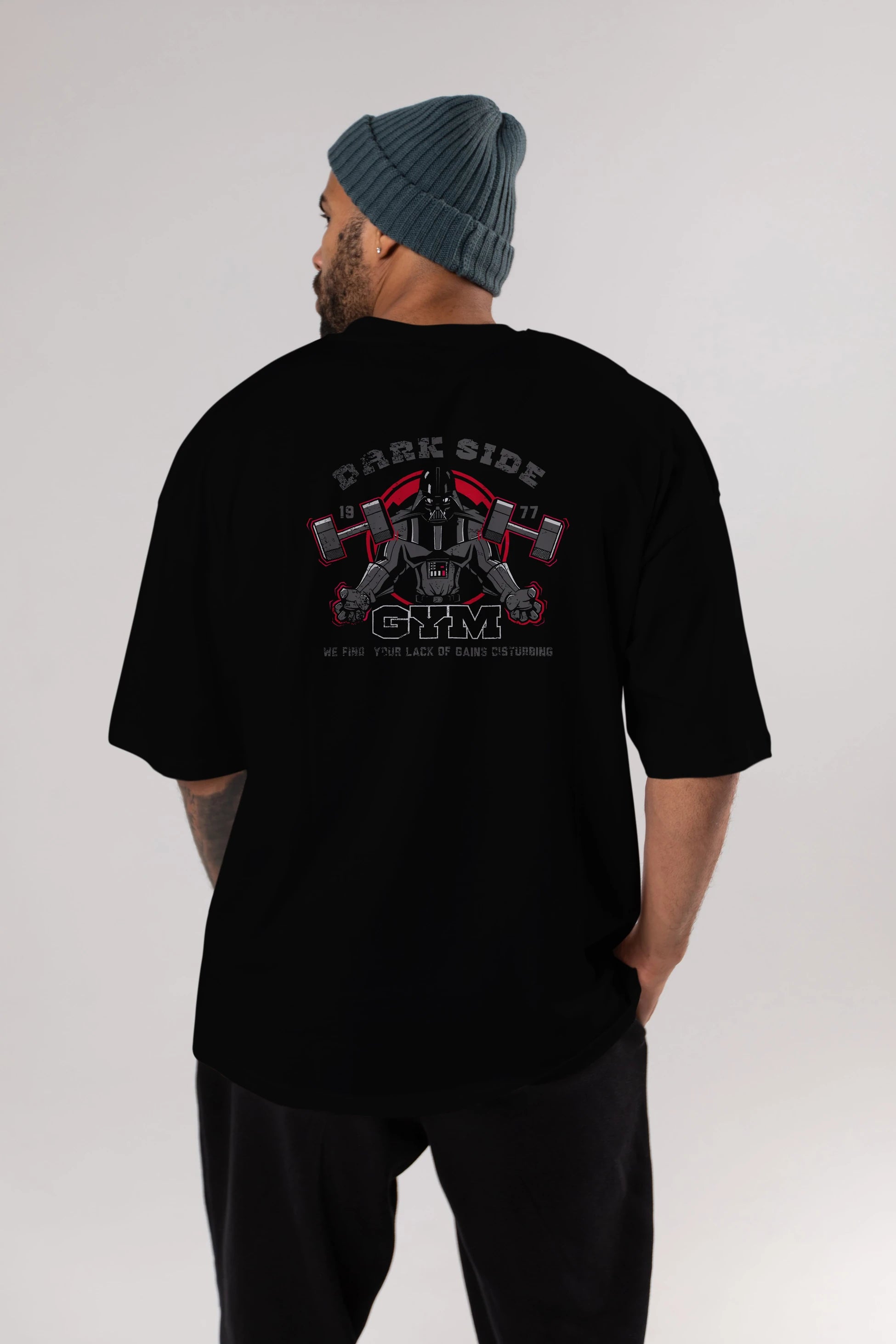Darth Vader GYM Arka Baskılı Oversize t-shirt Erkek Kadın Unisex %100 Pamuk Bisiklet Yaka tişort
