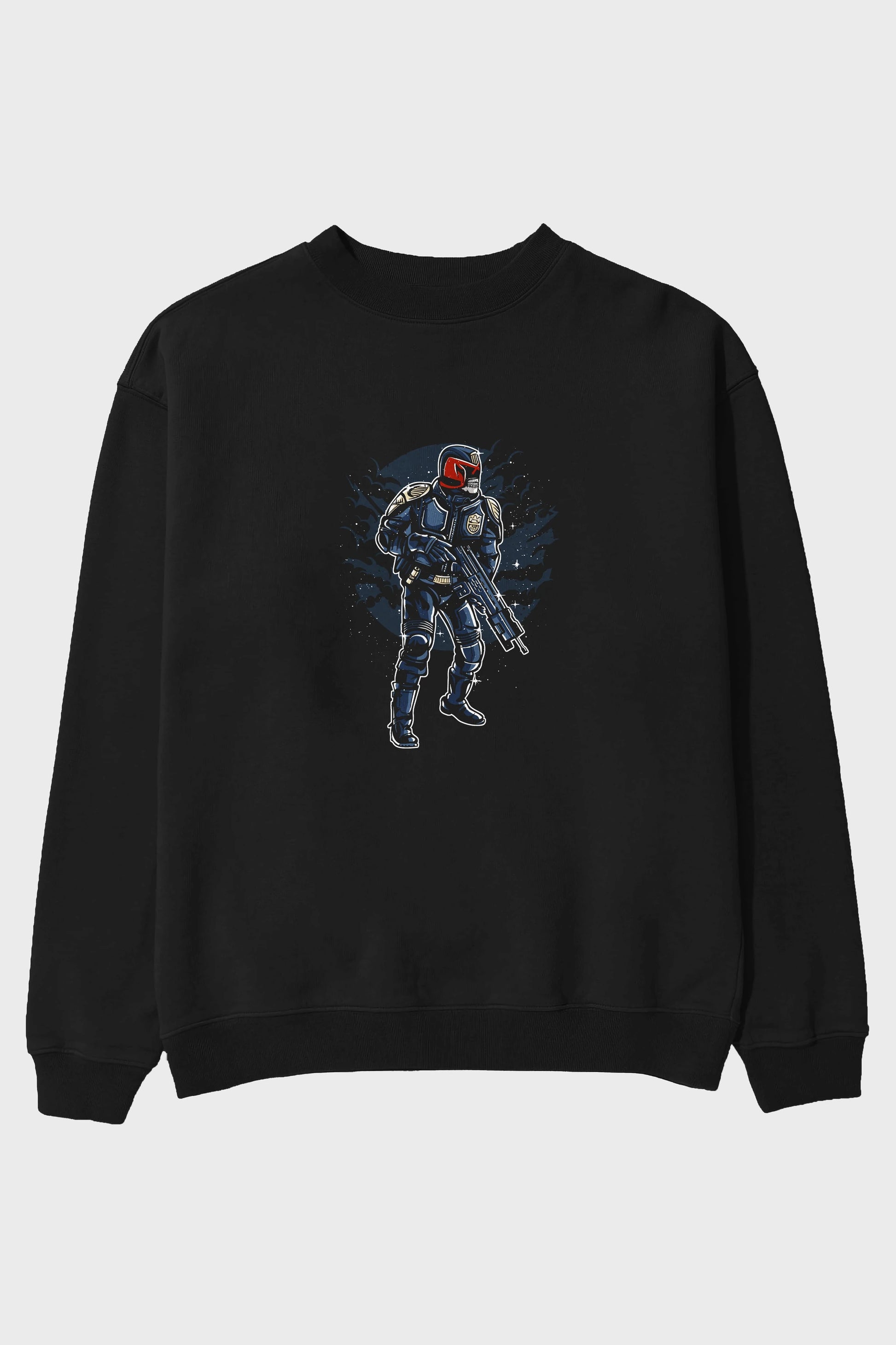 Judge Skull Ön Baskılı Oversize Sweatshirt Erkek Kadın Unisex