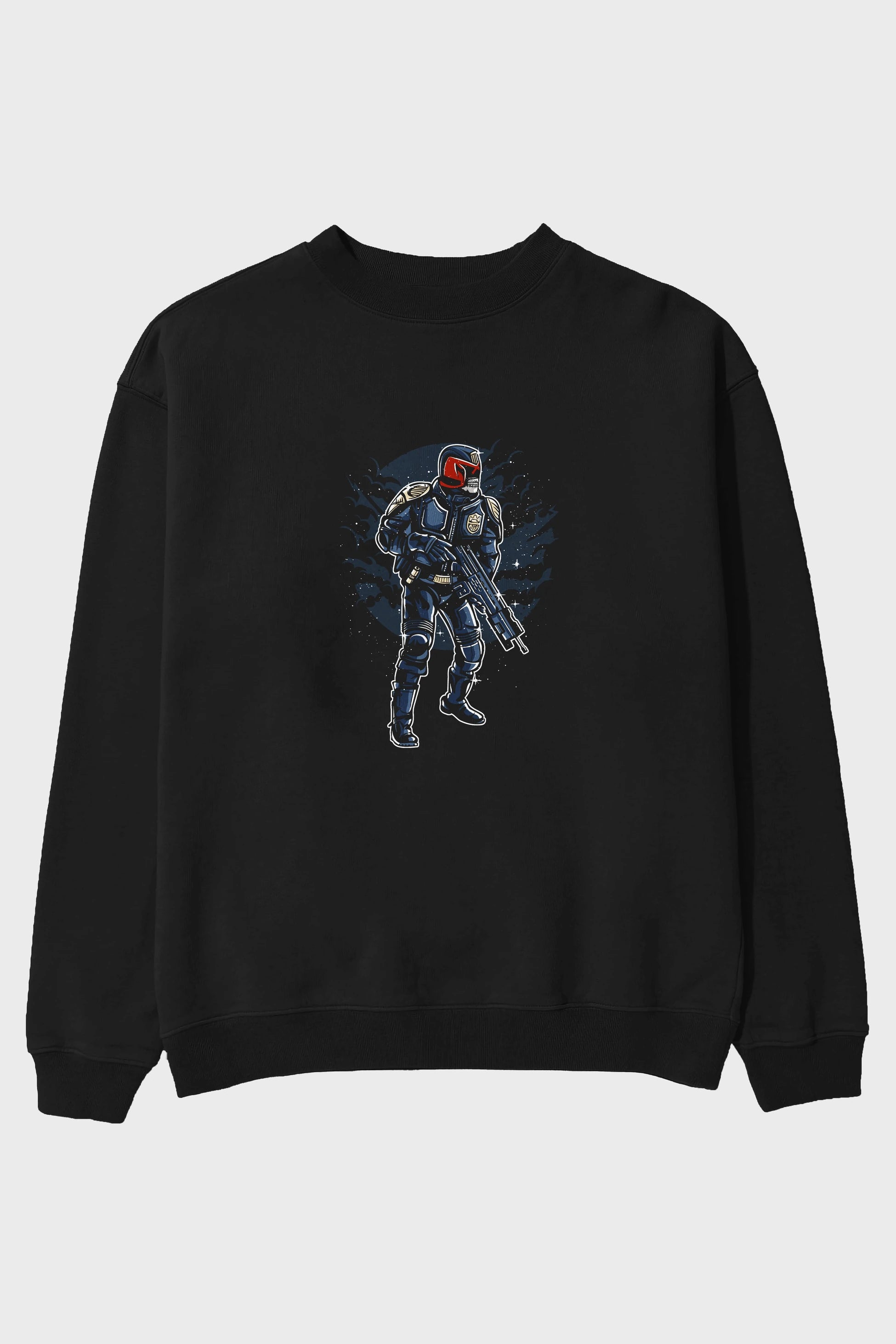 Judge Skull Ön Baskılı Oversize Sweatshirt Erkek Kadın Unisex