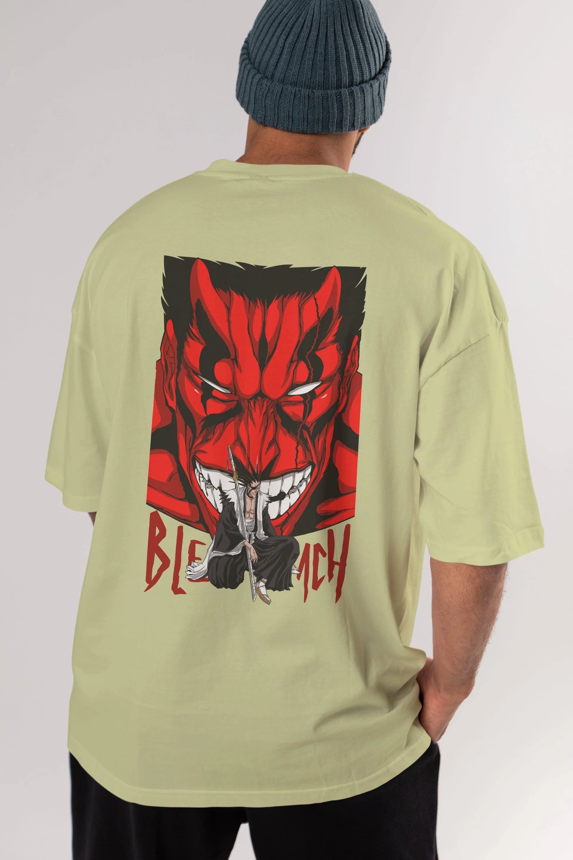 KENPACHI ZARAKI BLEACH Anime Arka Baskılı Oversize t-shirt Erkek Kadın Unisex