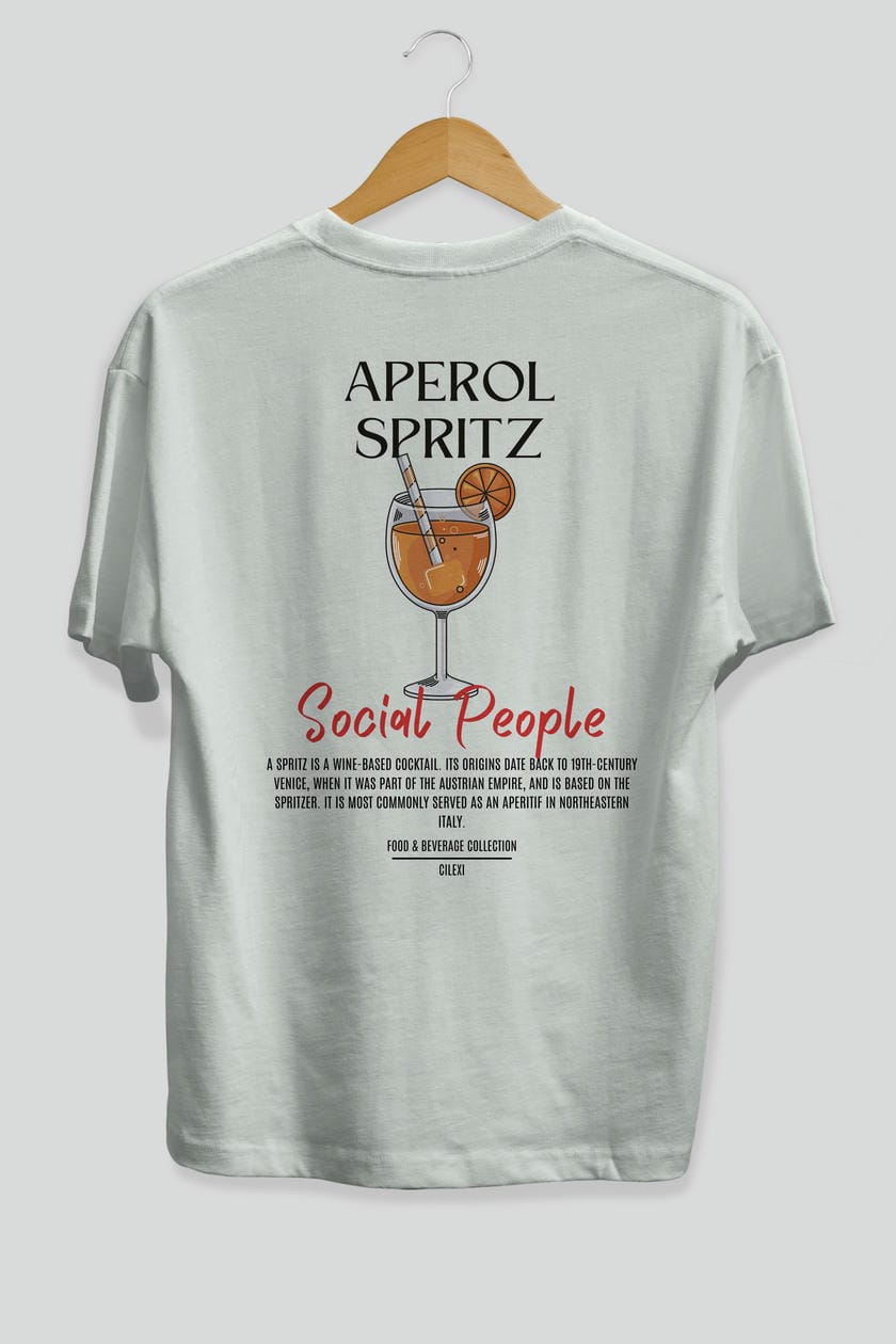 Aperol Sprıtz Kokteyl Serisi Baskılı Oversize t-shirt Erkek Kadın Unisex %100 Pamuk Bisiklet Yaka tişort