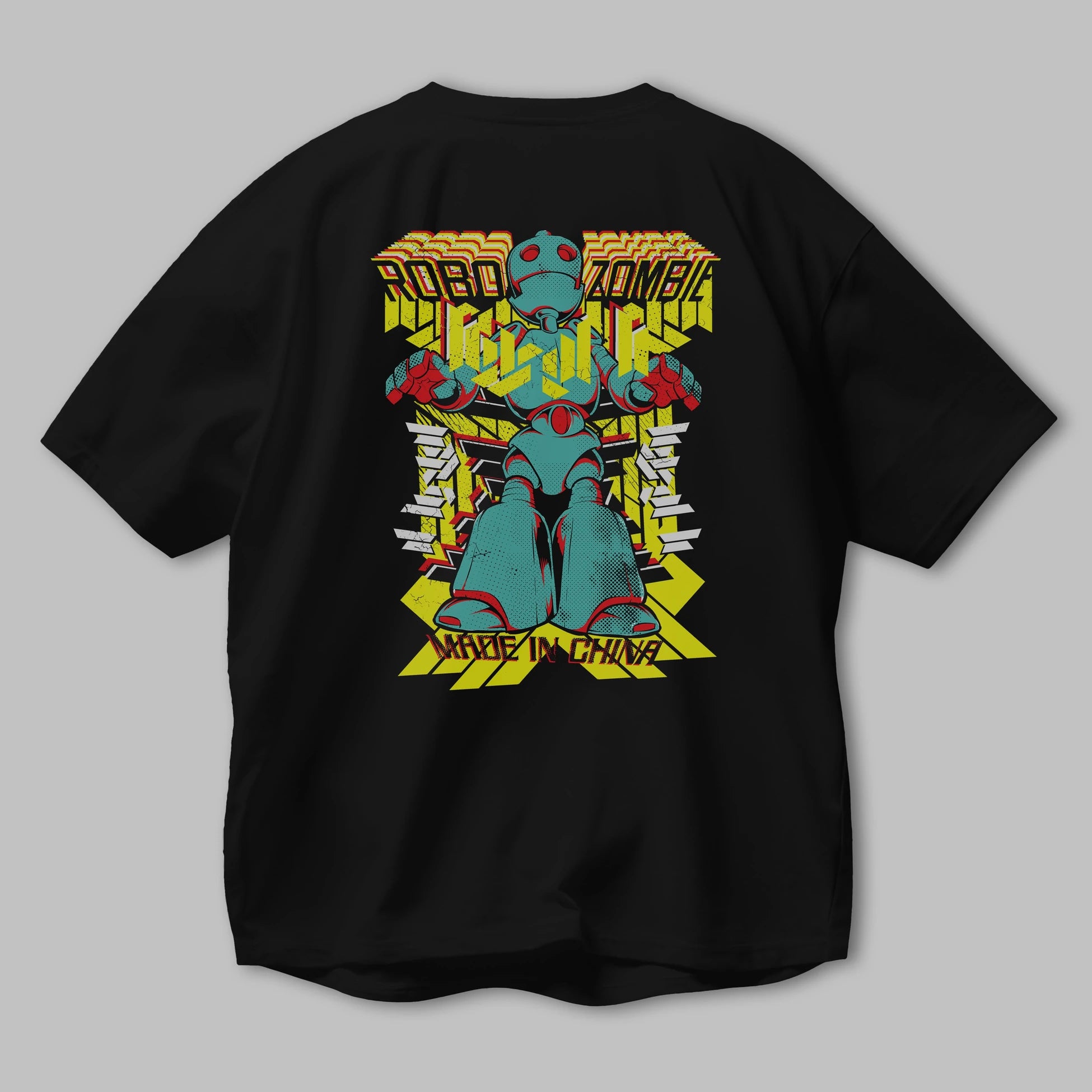 Robo Zombie Arka Baskılı Oversize t-shirt Erkek Kadın Unisex