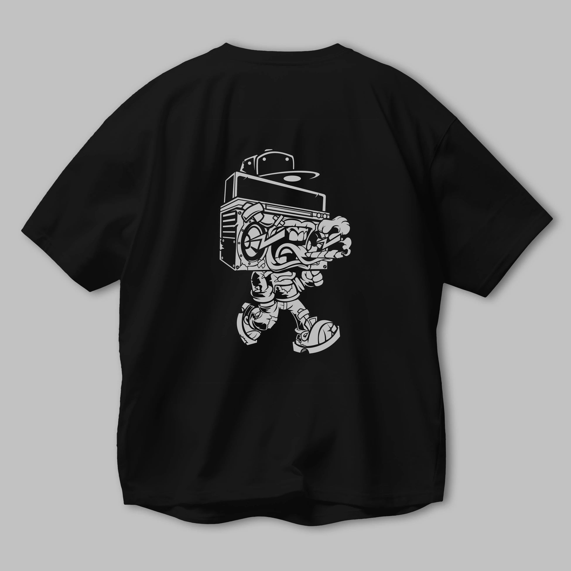 Boombox Arka Baskılı Oversize t-shirt Erkek Kadın Unisex %100 Pamuk tişort
