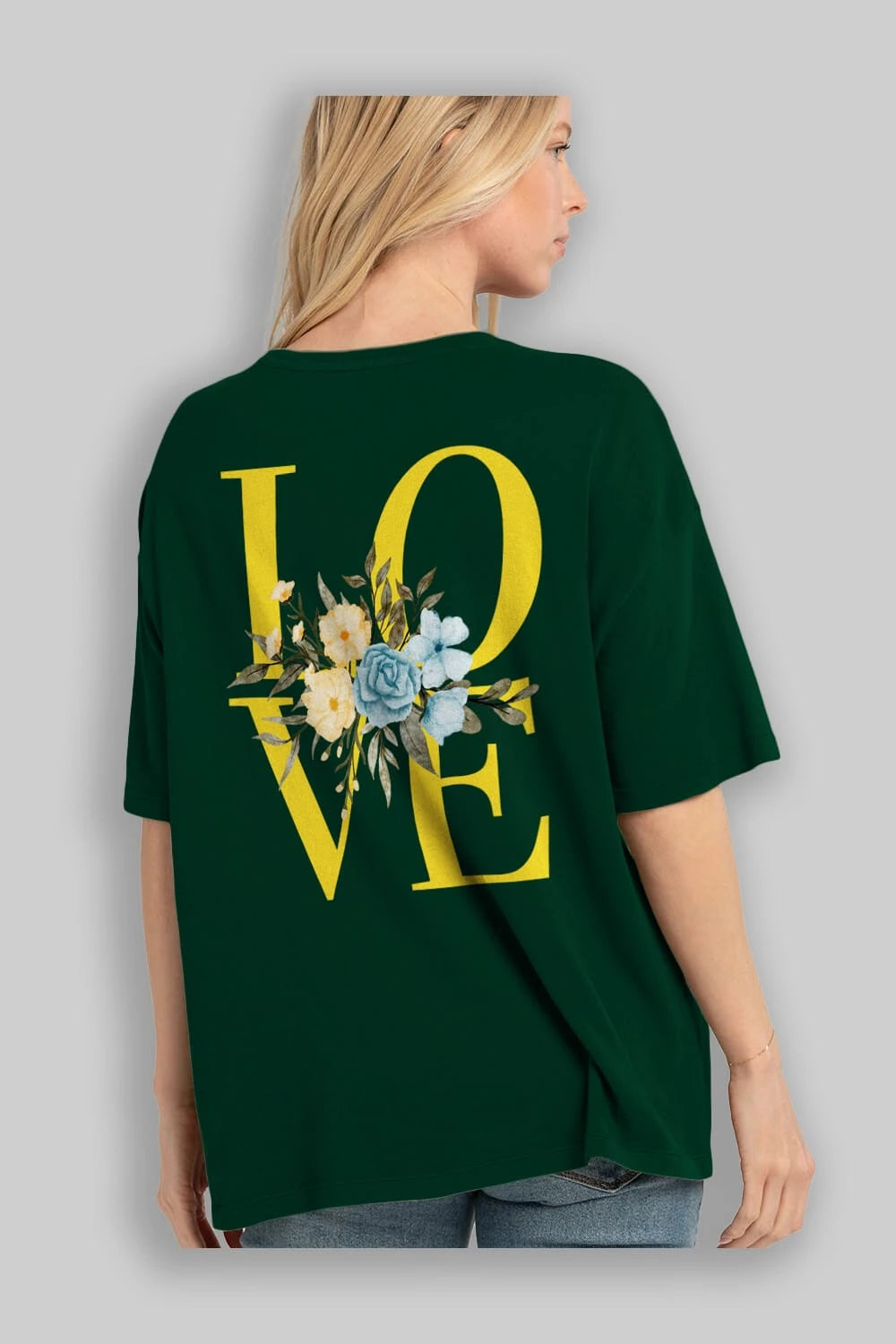 Love Flower Arka Baskılı Oversize t-shirt Erkek Kadın Unisex