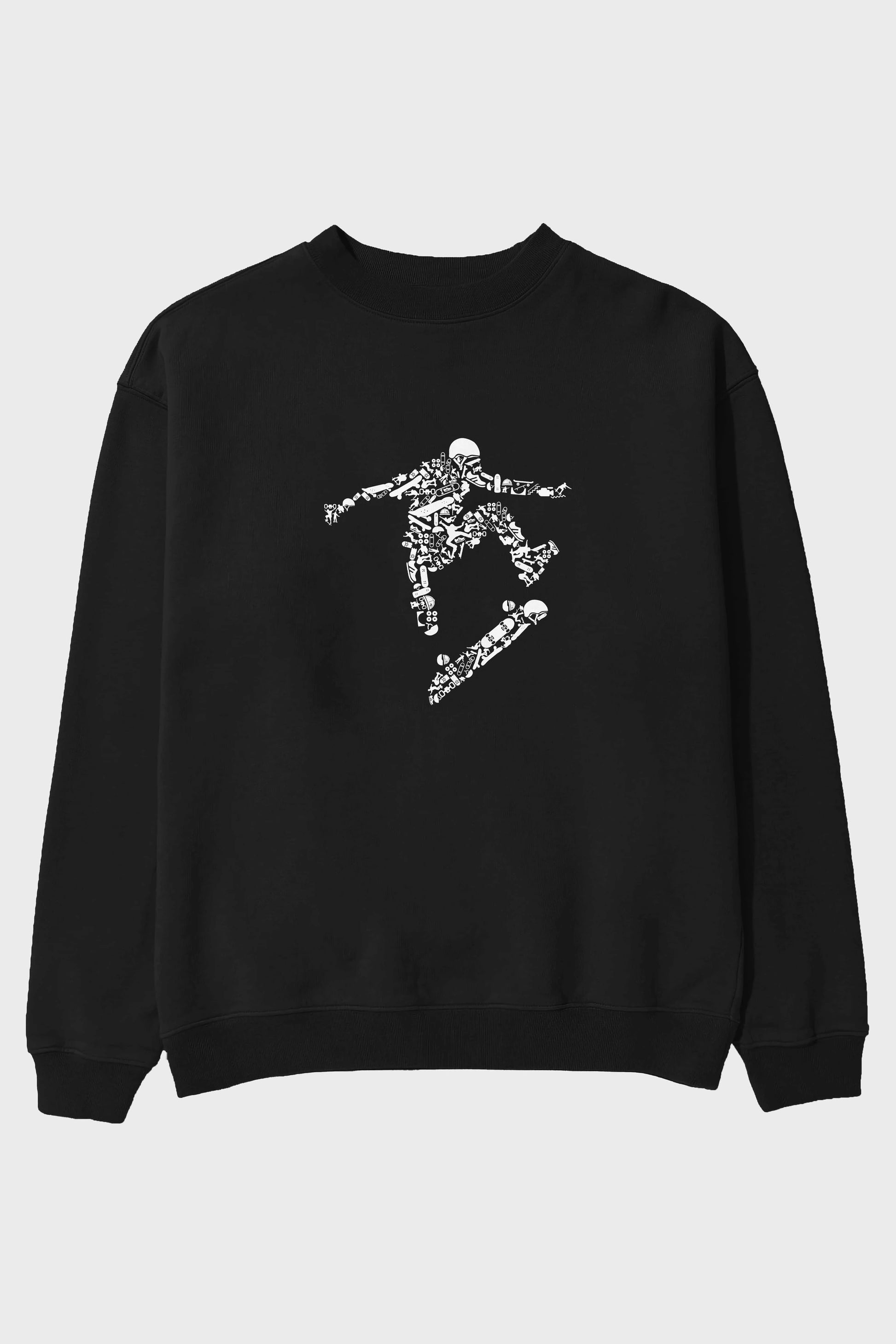 Skater Ön Baskılı Oversize Sweatshirt Erkek Kadın Unisex