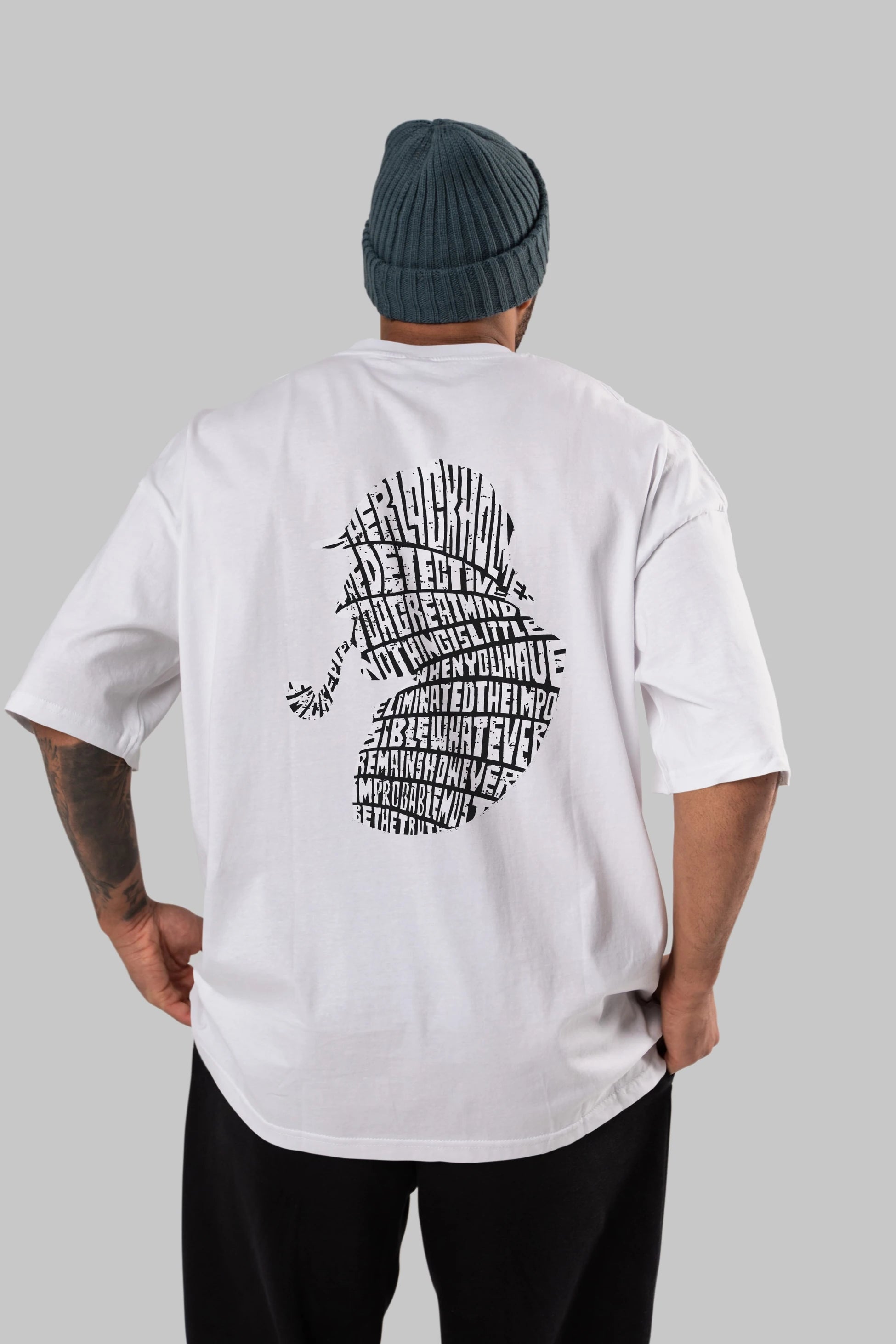 Holmes Arka Baskılı Oversize t-shirt %100 pamuk Erkek Kadın Unisex