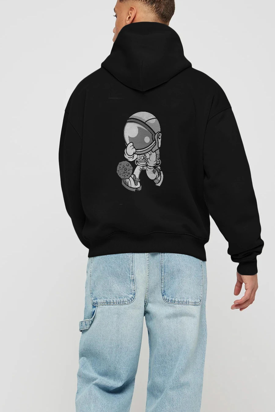 Street Astronaut Arka Baskılı Hoodie Oversize Kapüşonlu Sweatshirt Erkek Kadın Unisex