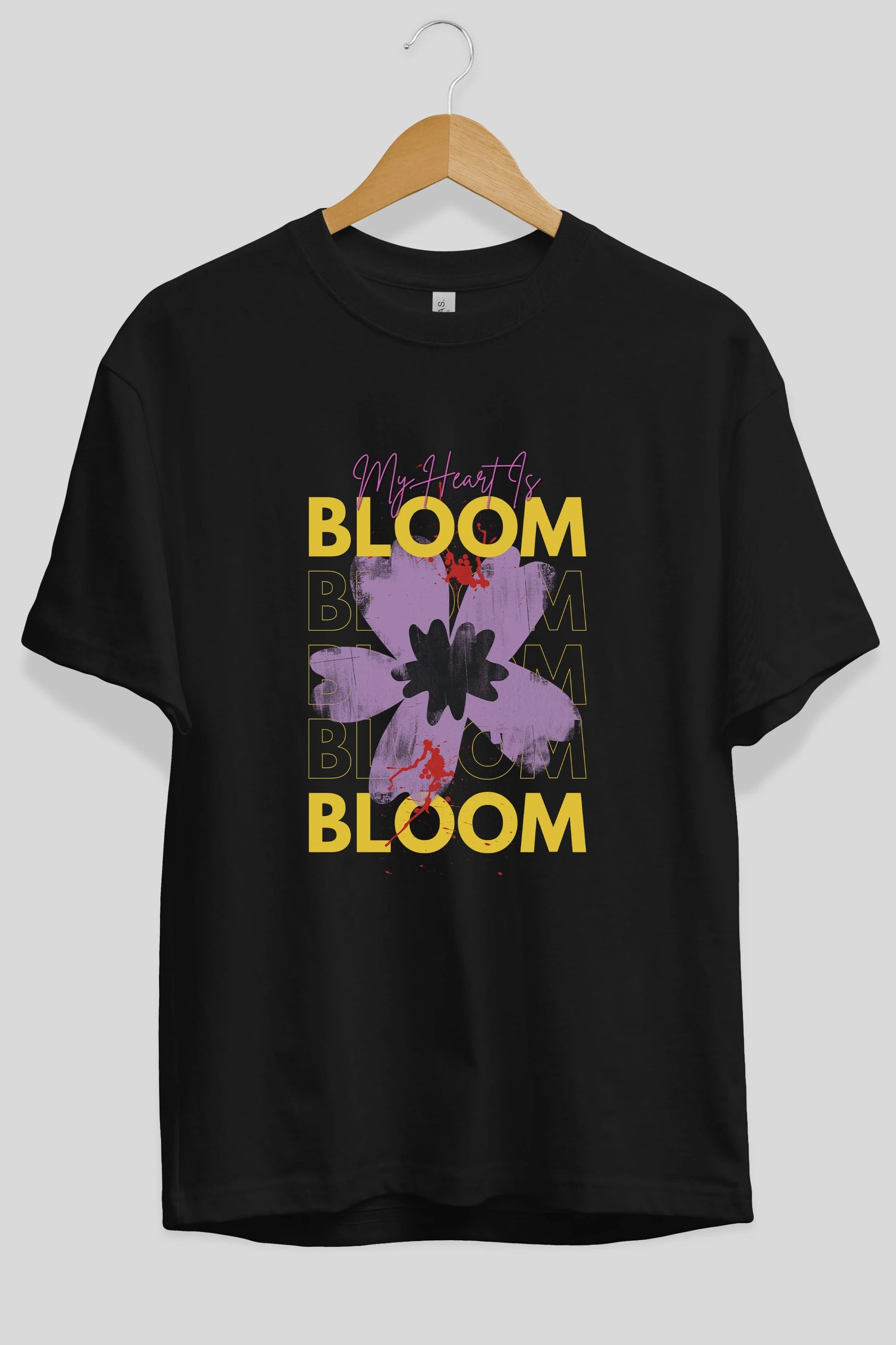 Bloom Yazılı Ön Baskılı Oversize t-shirt Erkek Kadın Unisex