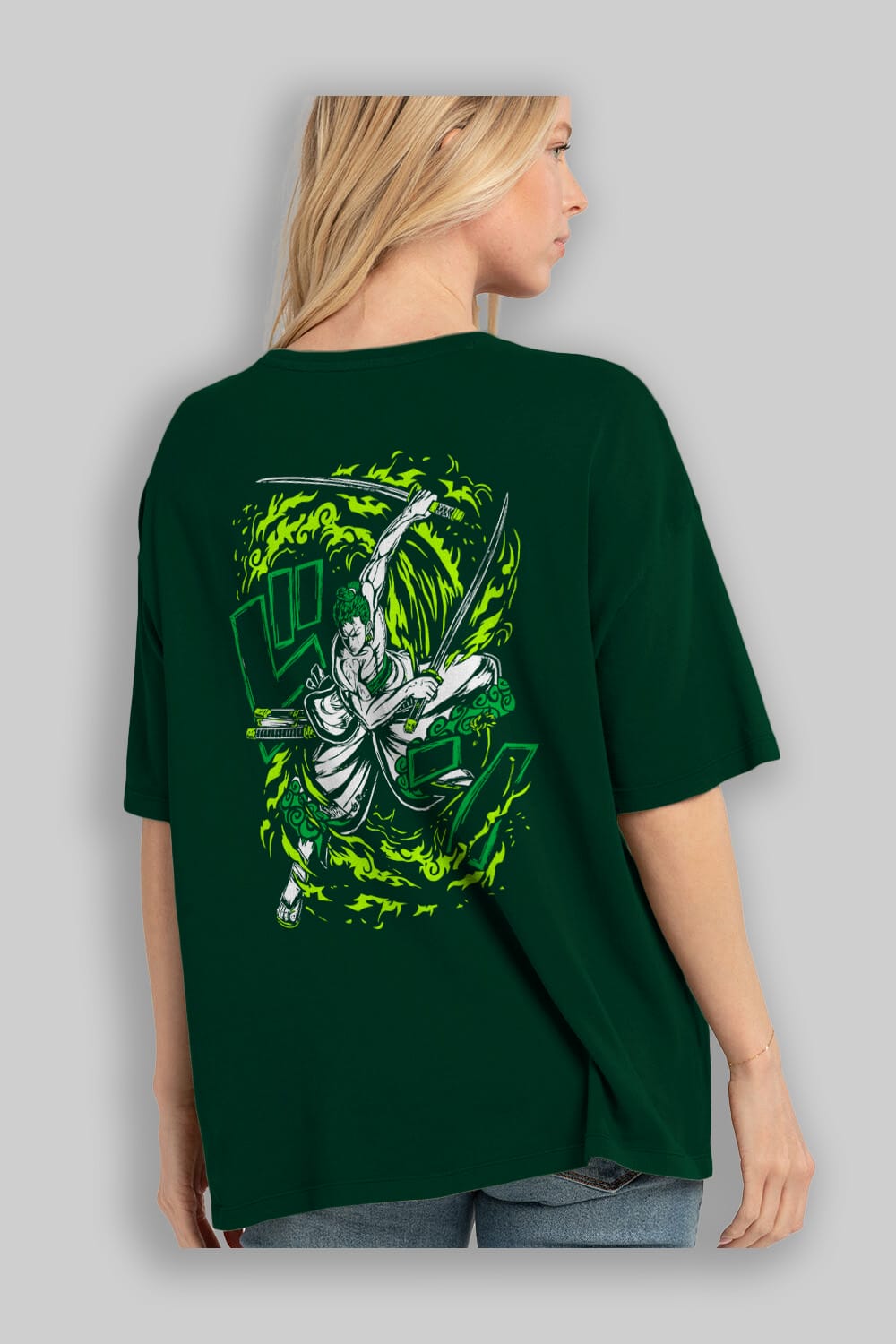 ZORO-ONE PIECE (2) Anime Arka Baskılı Oversize t-shirt Erkek Kadın Unisex