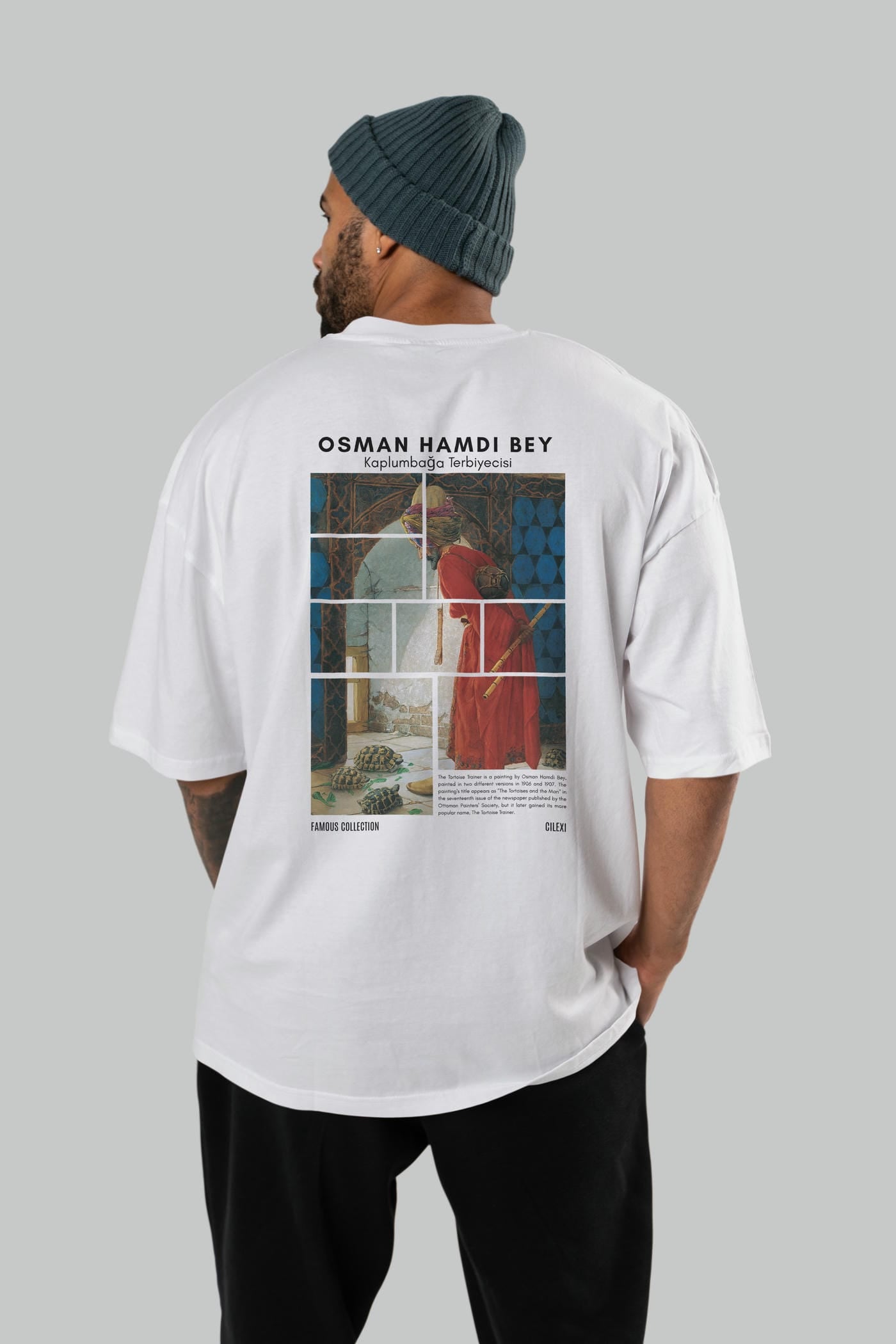 Osman Hamdi Bey Arka Baskılı Oversize t-shirt Erkek Kadın Bisiklet Yaka Pamuk tişort