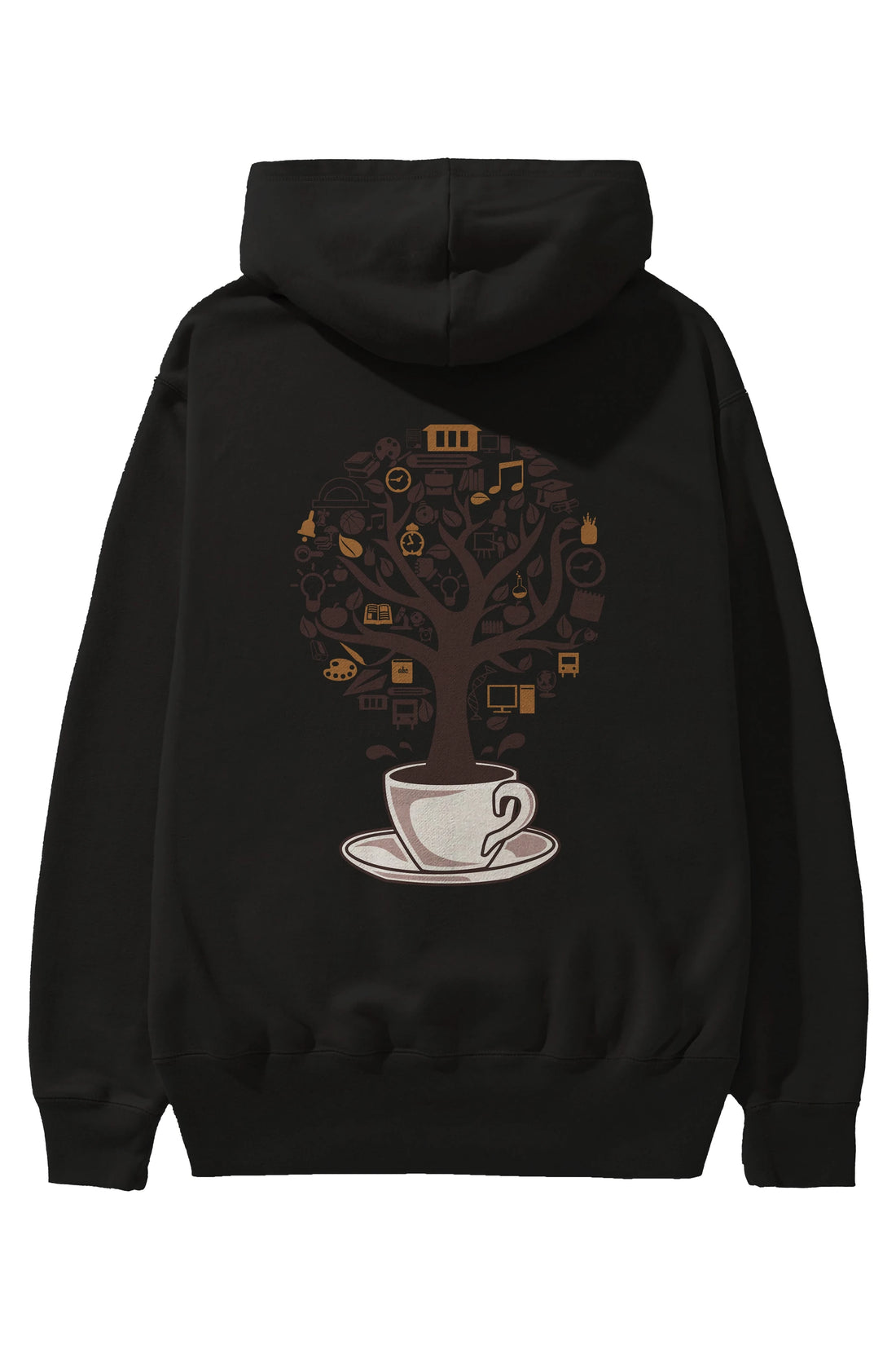 Coffee Tree Arka Baskılı Hoodie Oversize Kapüşonlu Sweatshirt Erkek Kadın Unisex