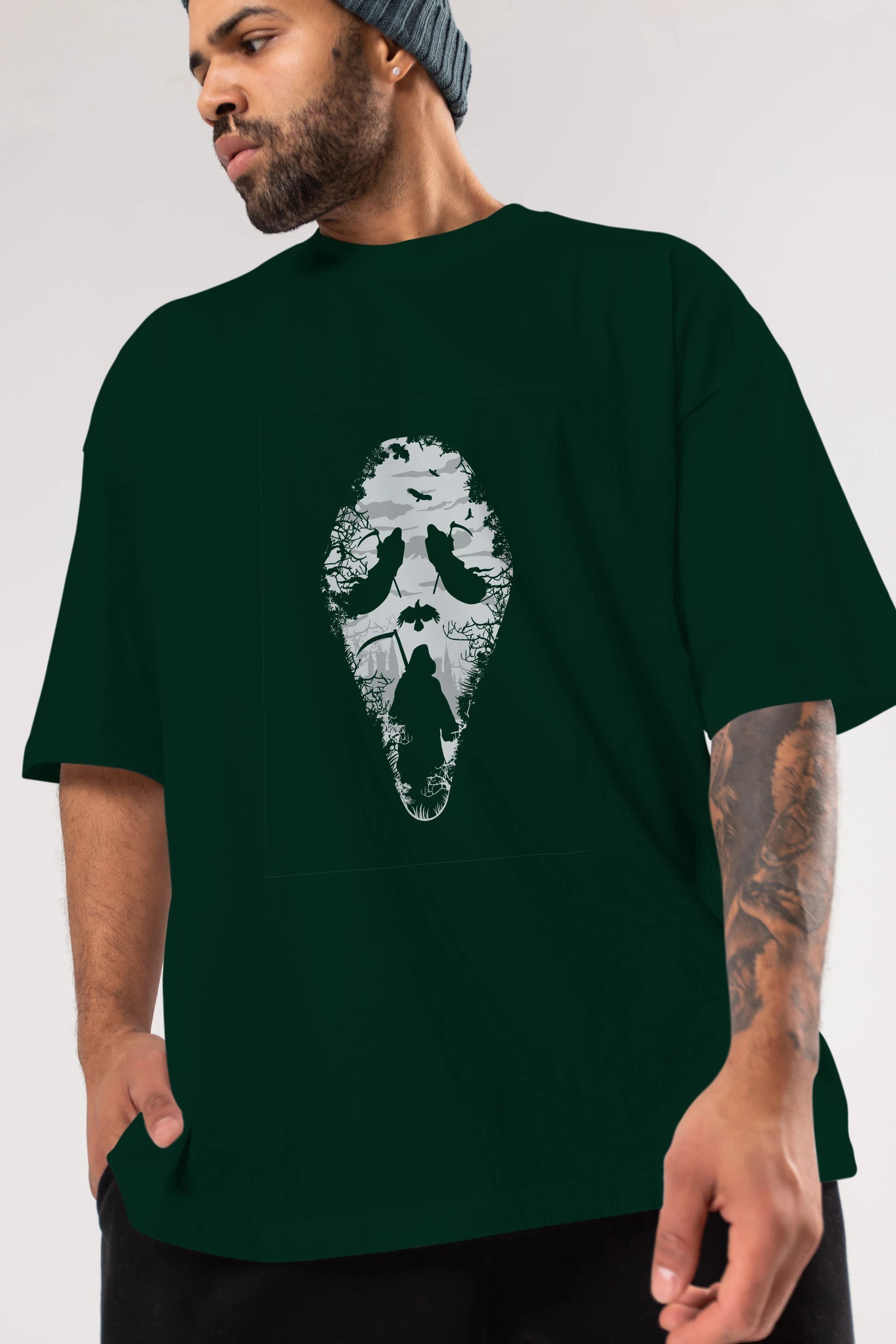 Reaper Scream Ön Baskılı Oversize t-shirt %100 pamuk Erkek Kadın Unisex