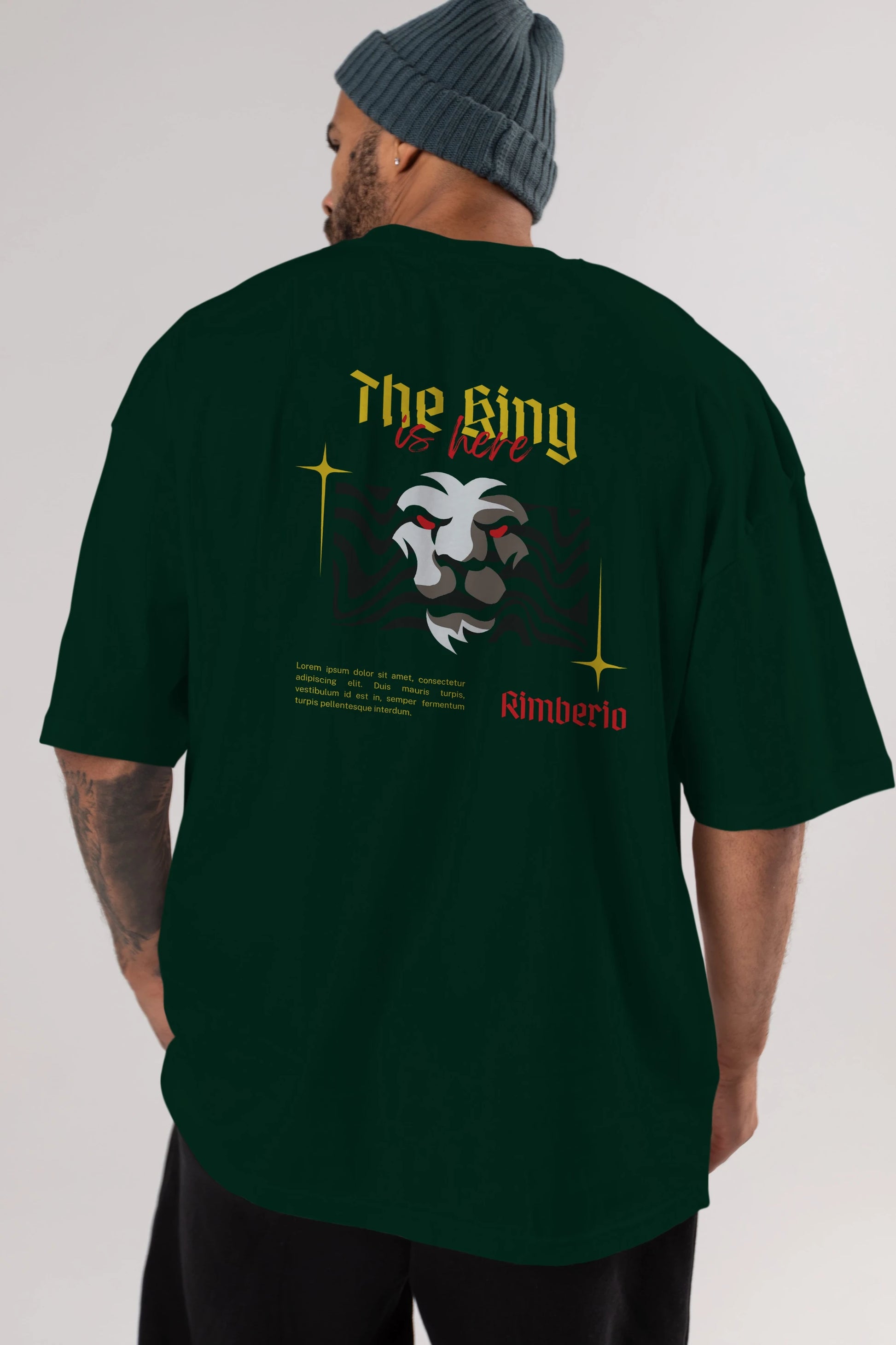 The King is Here Yazılı Arka Baskılı Oversize t-shirt Erkek Kadın Unisex