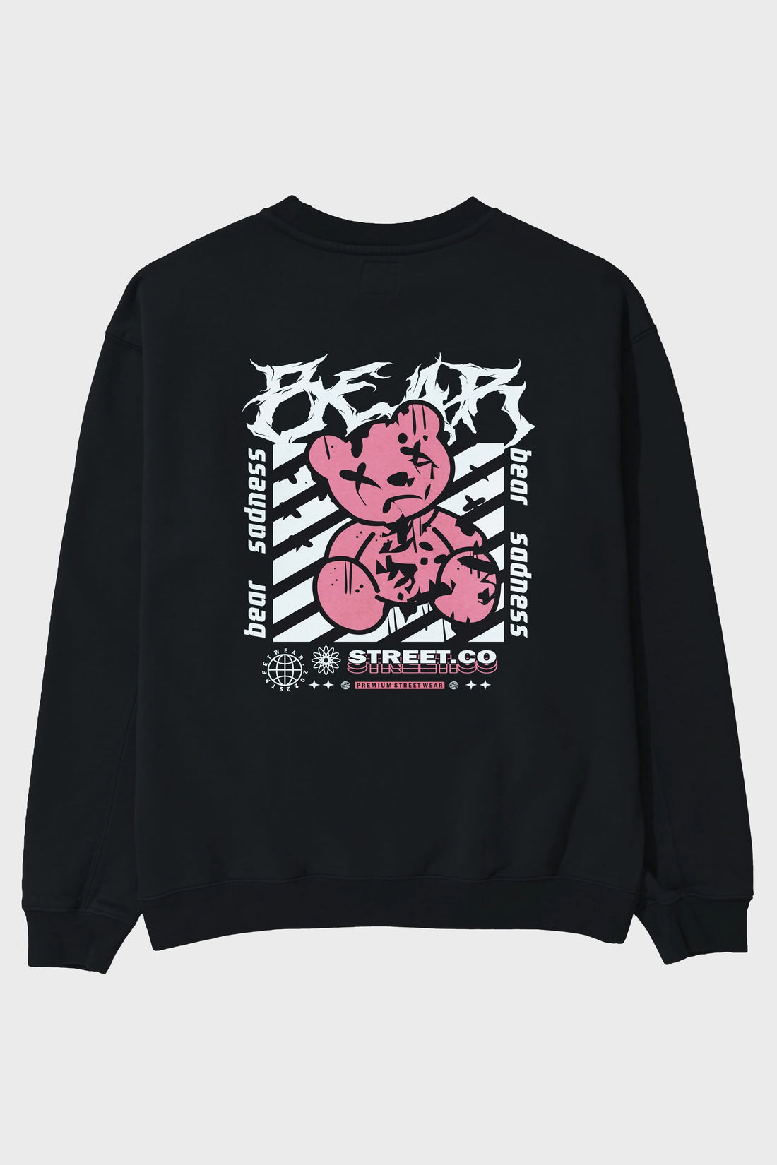 Bear Sadness Arka Baskılı Oversize Sweatshirt Erkek Kadın Unisex