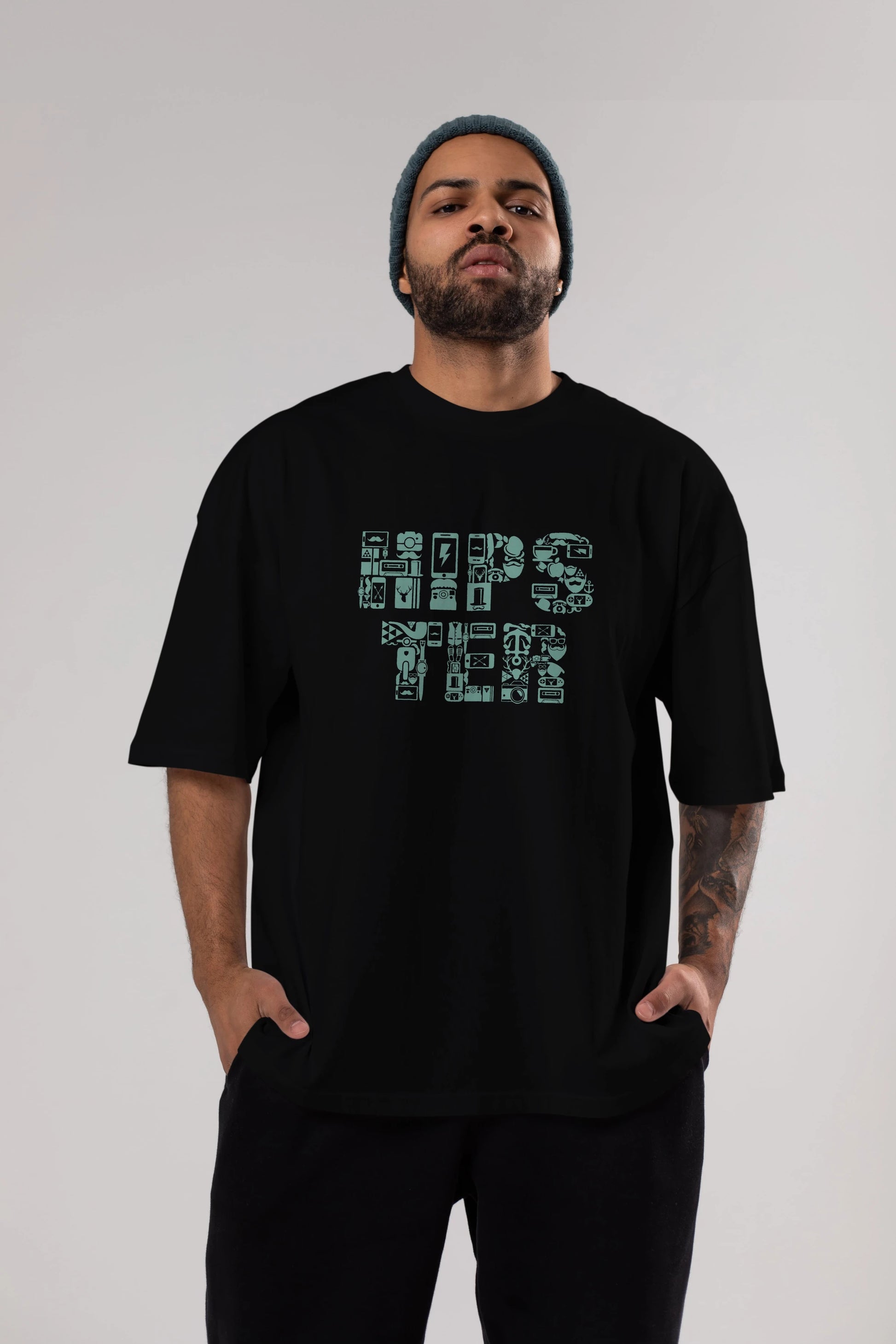 HIPSTER Ön Baskılı Oversize t-shirt %100 pamuk Erkek Kadın Unisex
