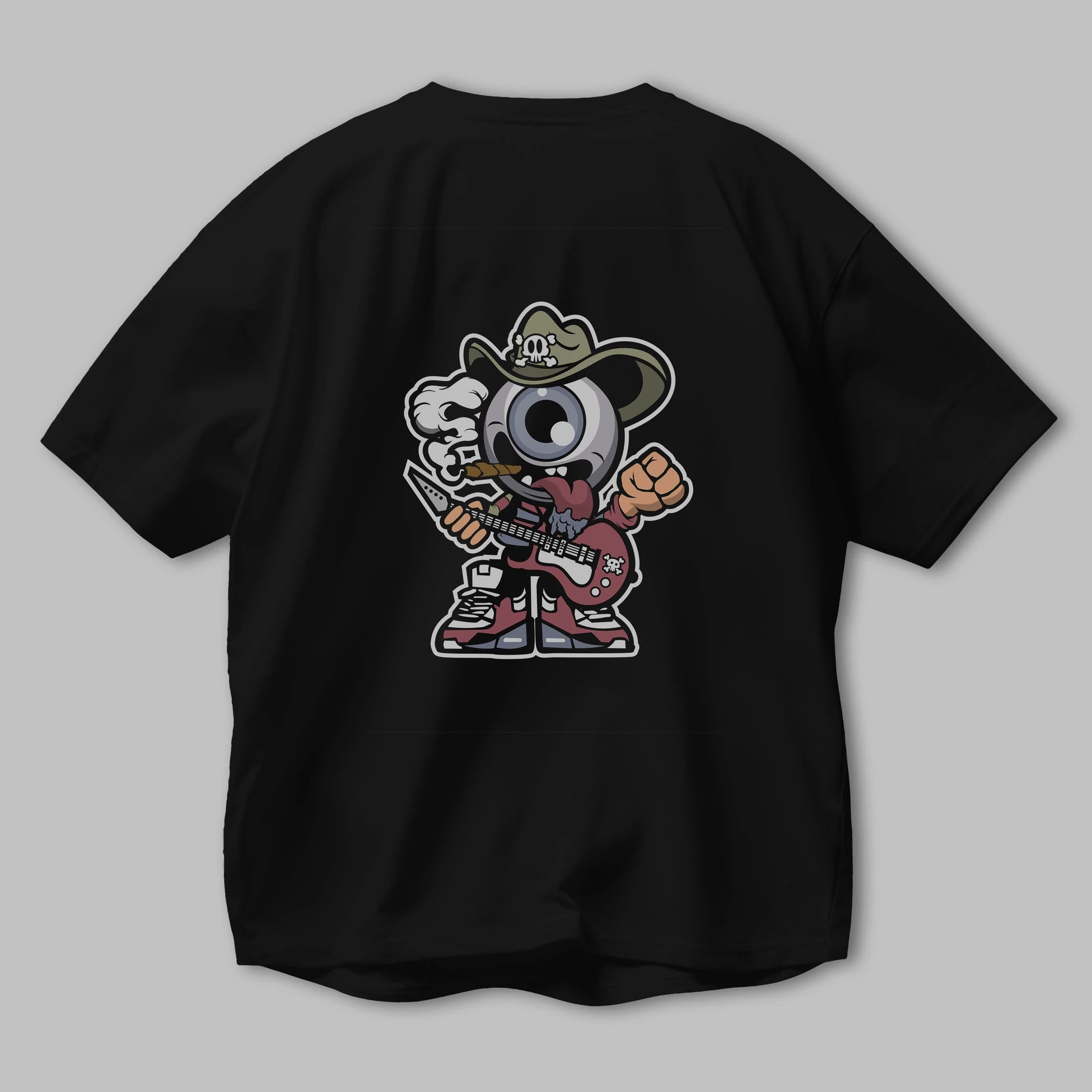 Eyeball Rockstar Cowboy Arka Baskılı Oversize t-shirt Erkek Kadın Unisex %100 Pamuk tişort