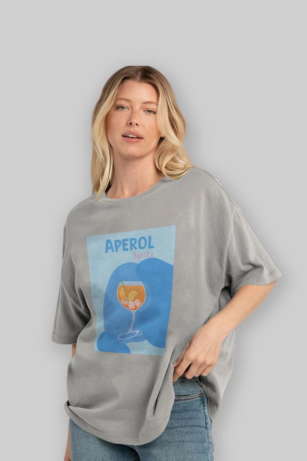 Aperol Spritz 10 Ön Baskılı Oversize t-shirt Erkek Kadın Unisex %100 Pamuk Bisiklet Yaka tişort