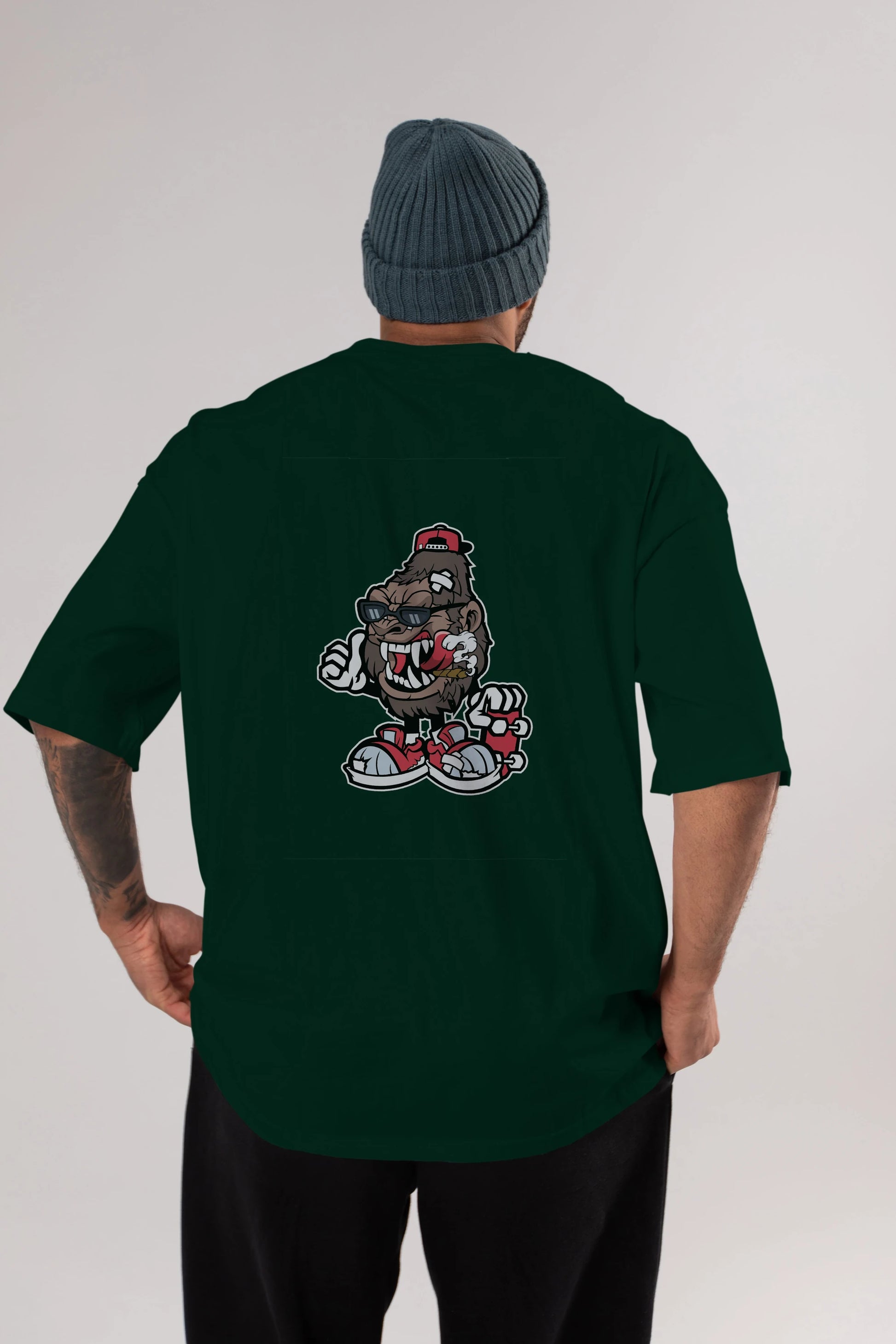 Gorilla Skater Arka Baskılı Oversize t-shirt Erkek Kadın Unisex %100 Pamuk tişort
