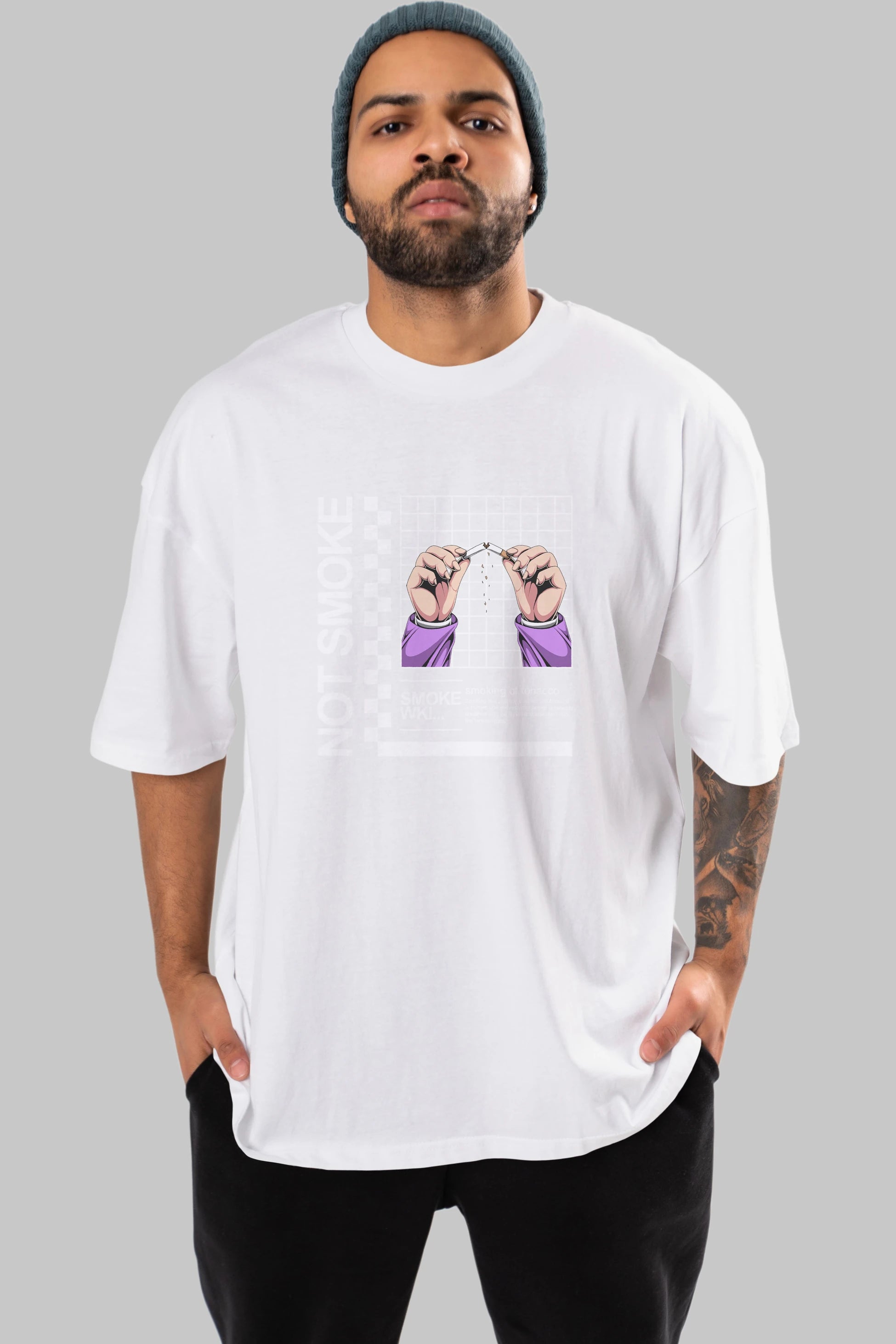 Not Smoke Ön Baskılı Oversize t-shirt Erkek Kadın Unisex