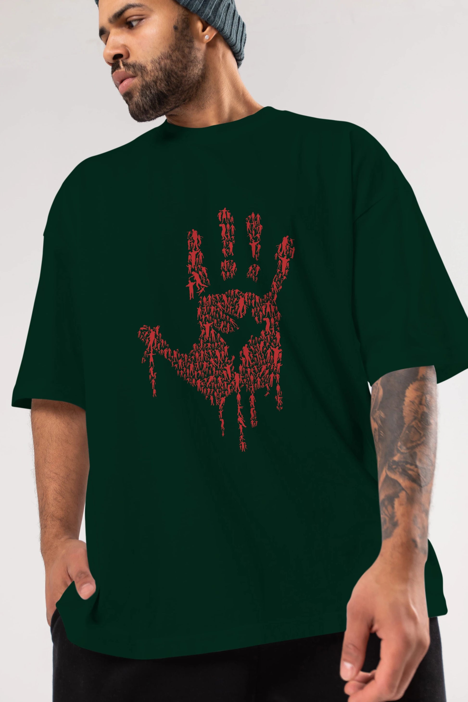 Hand Of Zombies Ön Baskılı Oversize t-shirt %100 pamuk Erkek Kadın Unisex