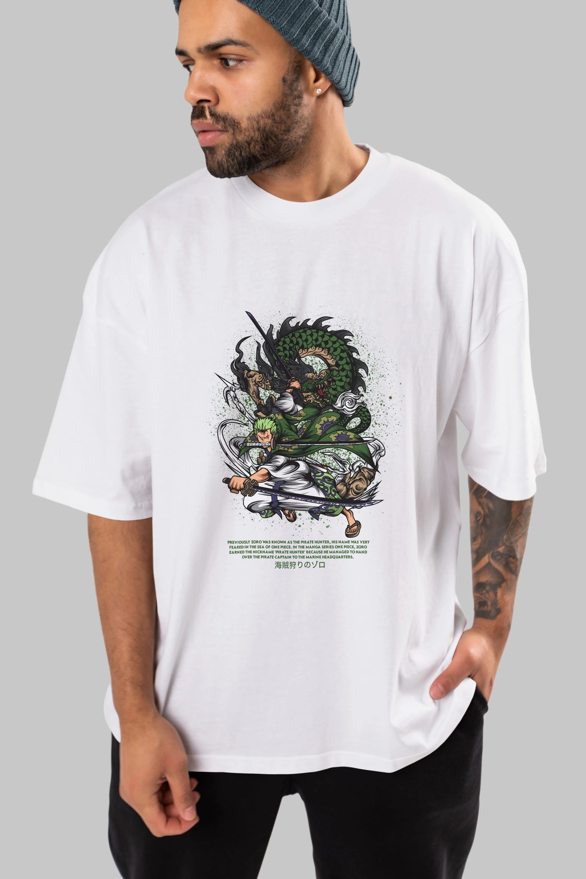 Zoro Anime Ön Baskılı Oversize t-shirt %100 pamuk Erkek Kadın Unisex