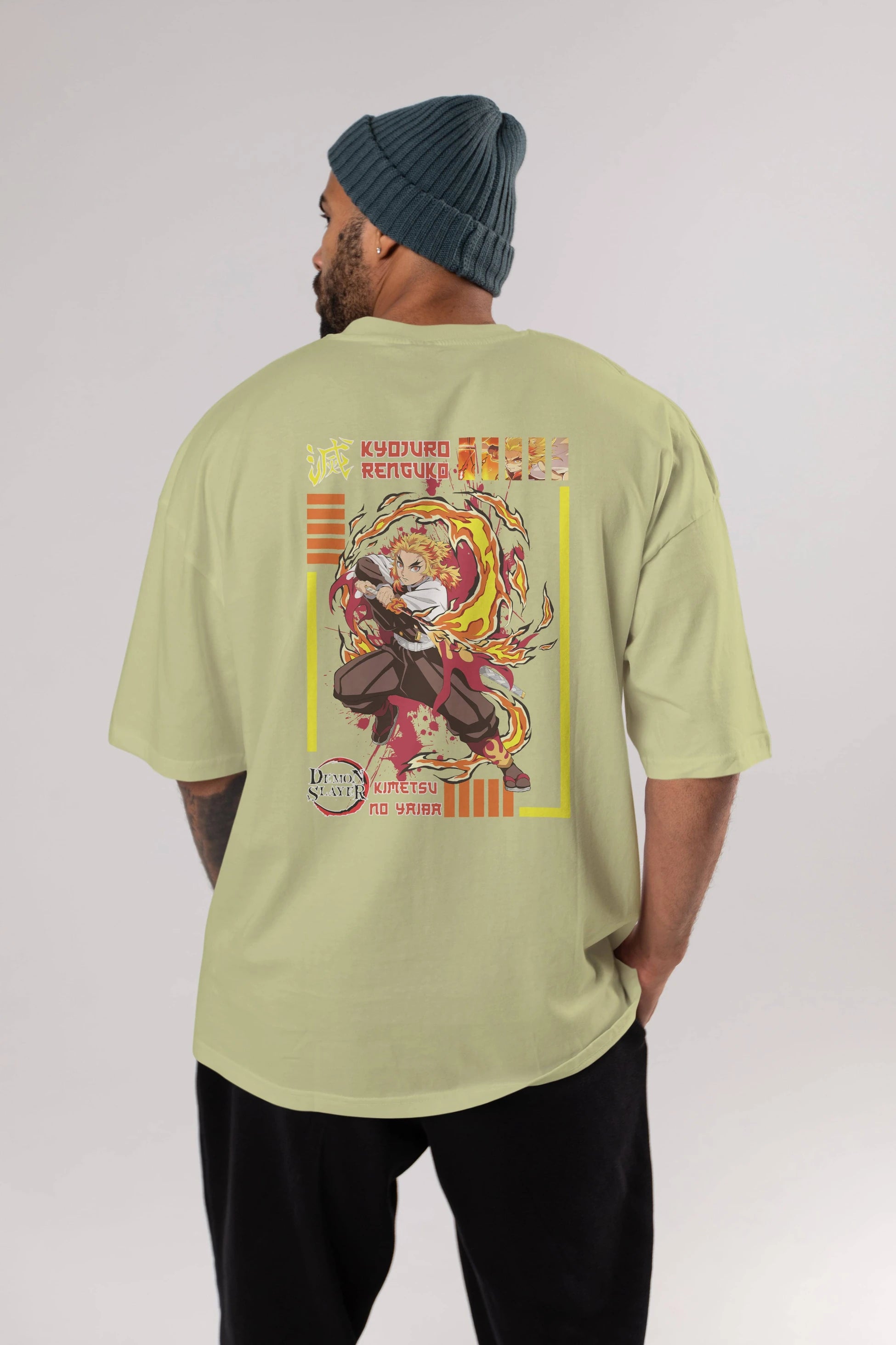 KYOJURO RENGOKU Anime Arka Baskılı Oversize t-shirt Erkek Kadın Unisex