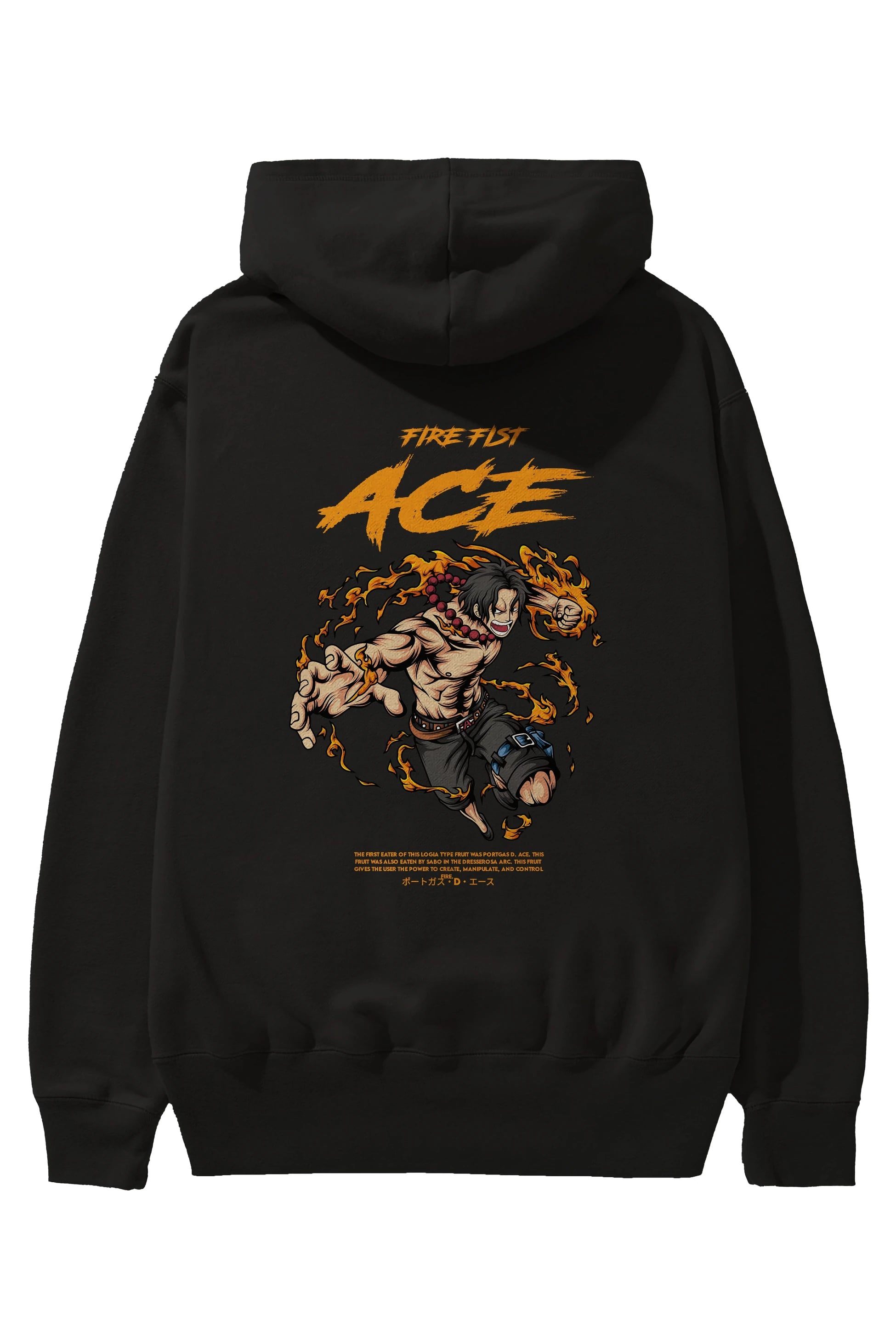 Fire Fist Ace Anime Arka Baskılı Hoodie Oversize Kapüşonlu Sweatshirt Erkek Kadın Unisex