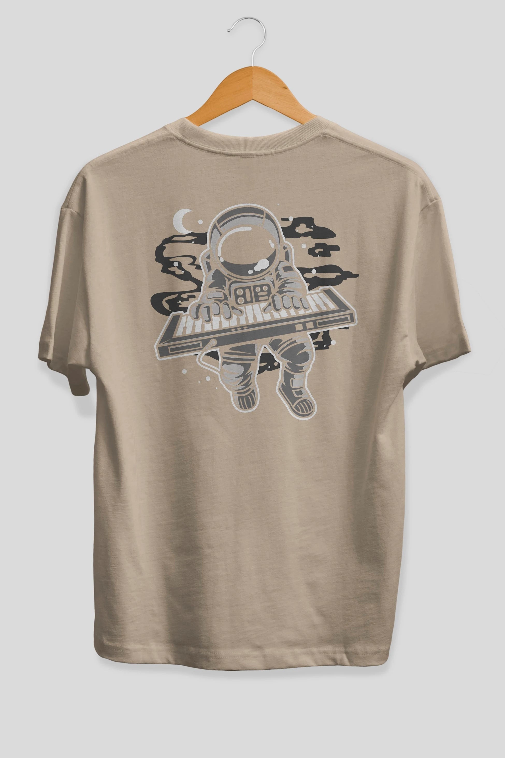 Astronaut Keyboard Arka Baskılı Oversize t-shirt Erkek Kadın Unisex