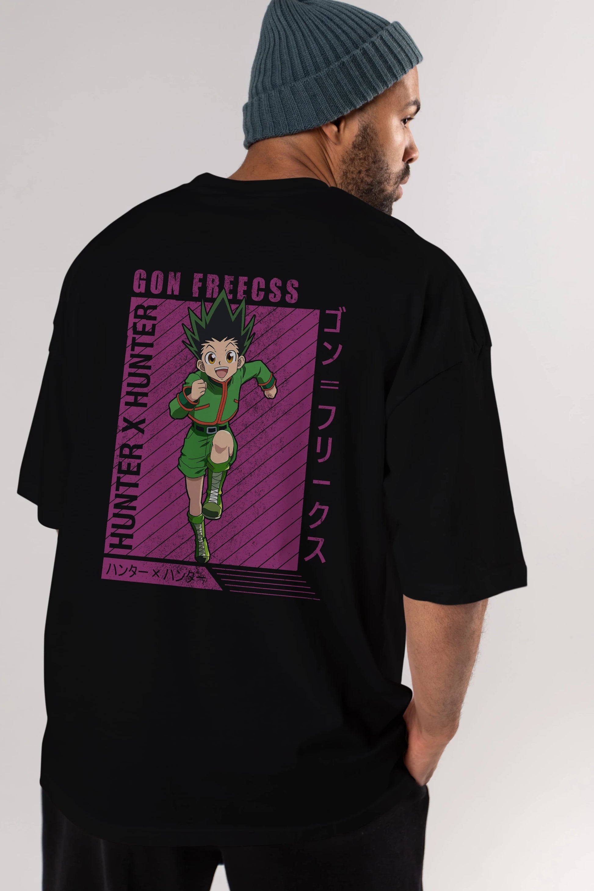 Gon Freecss HUNTER X HUNTER 3 Anime Arka Baskılı Oversize t-shirt Erkek Kadın Unisex