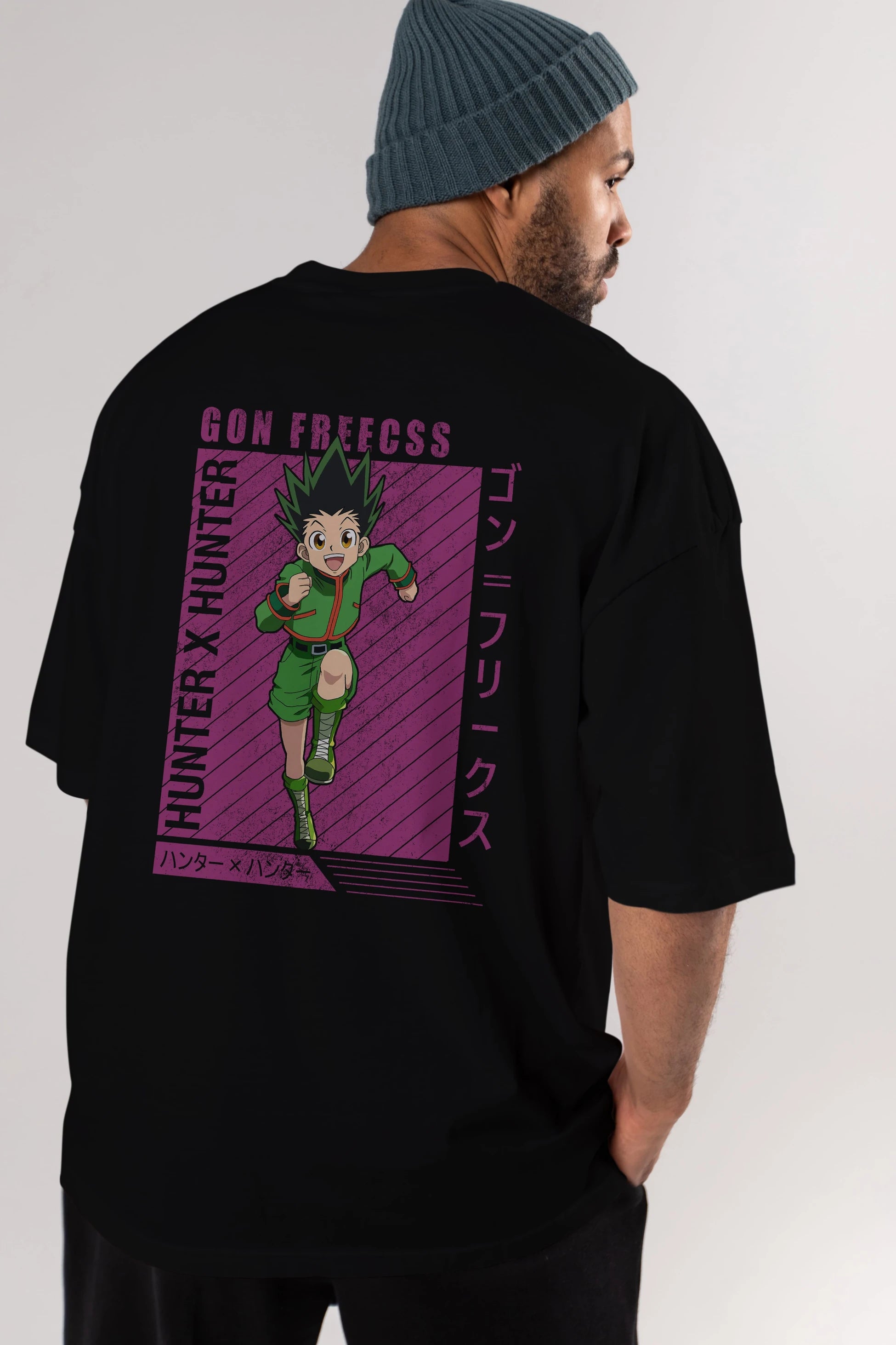 Gon Freecss HUNTER X HUNTER 3 Anime Arka Baskılı Oversize t-shirt Erkek Kadın Unisex