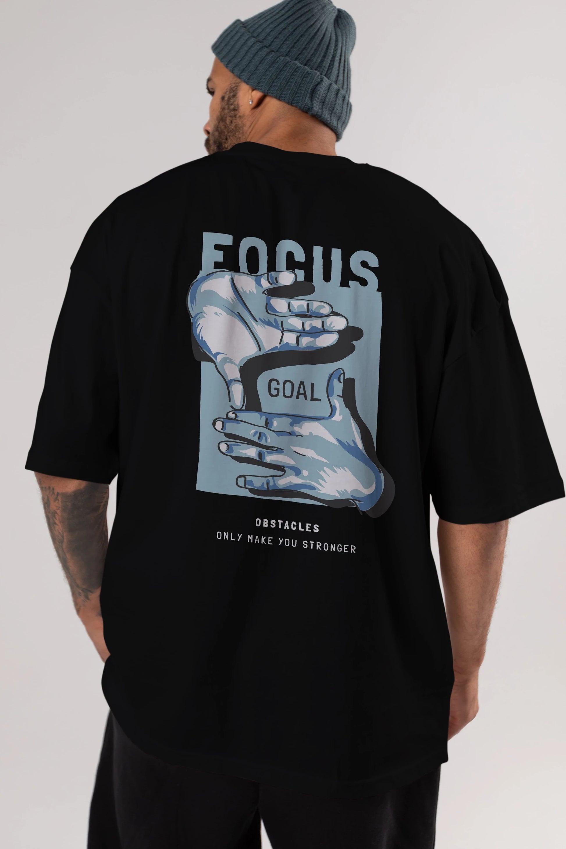 Focus Goal Arka Baskılı Oversize t-shirt Erkek Kadın Unisex