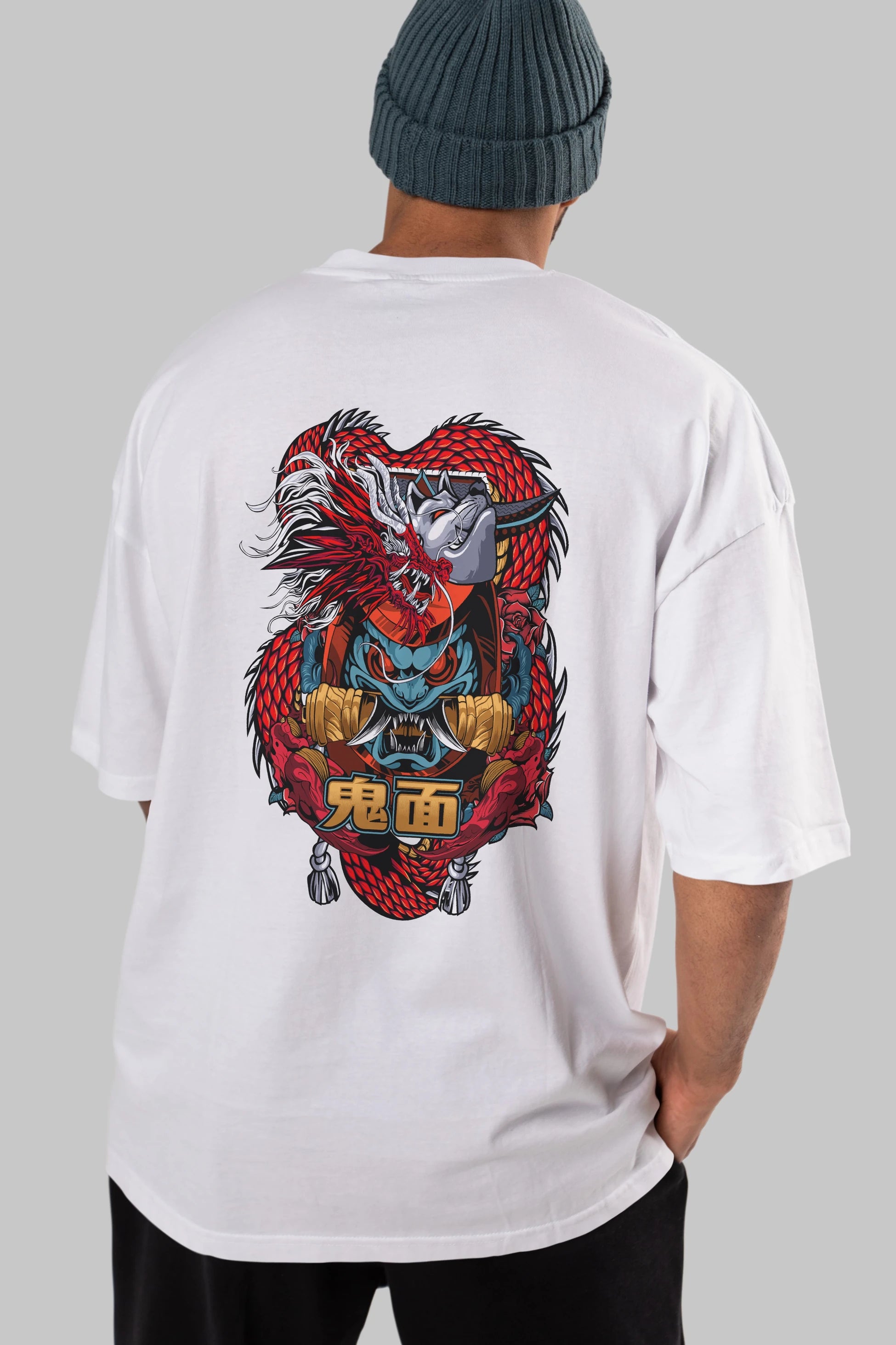 TRIBAL Anime Arka Baskılı Oversize t-shirt Erkek Kadın Unisex