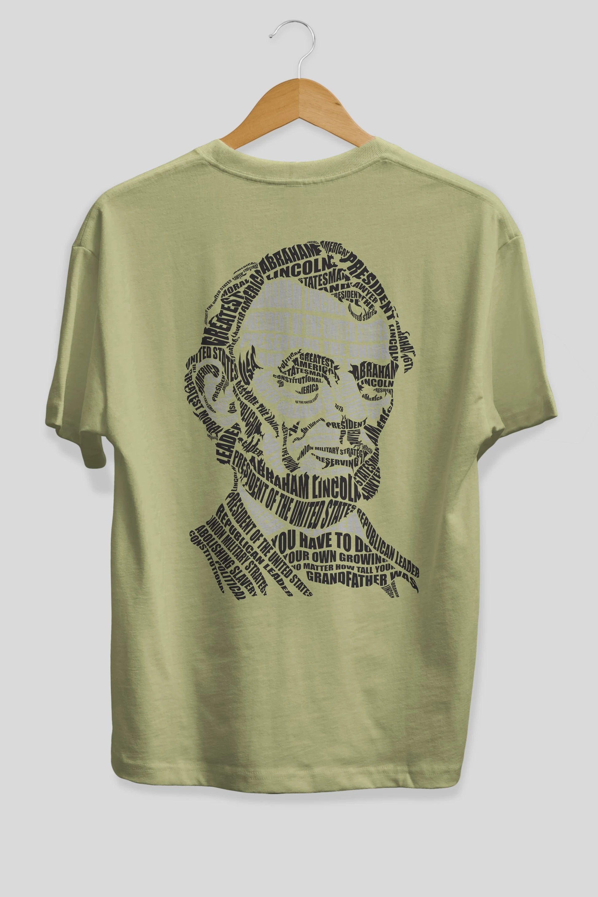Abraham Lincoln Calligram Arka Baskılı Oversize t-shirt %100 pamuk Erkek Kadın Unisex