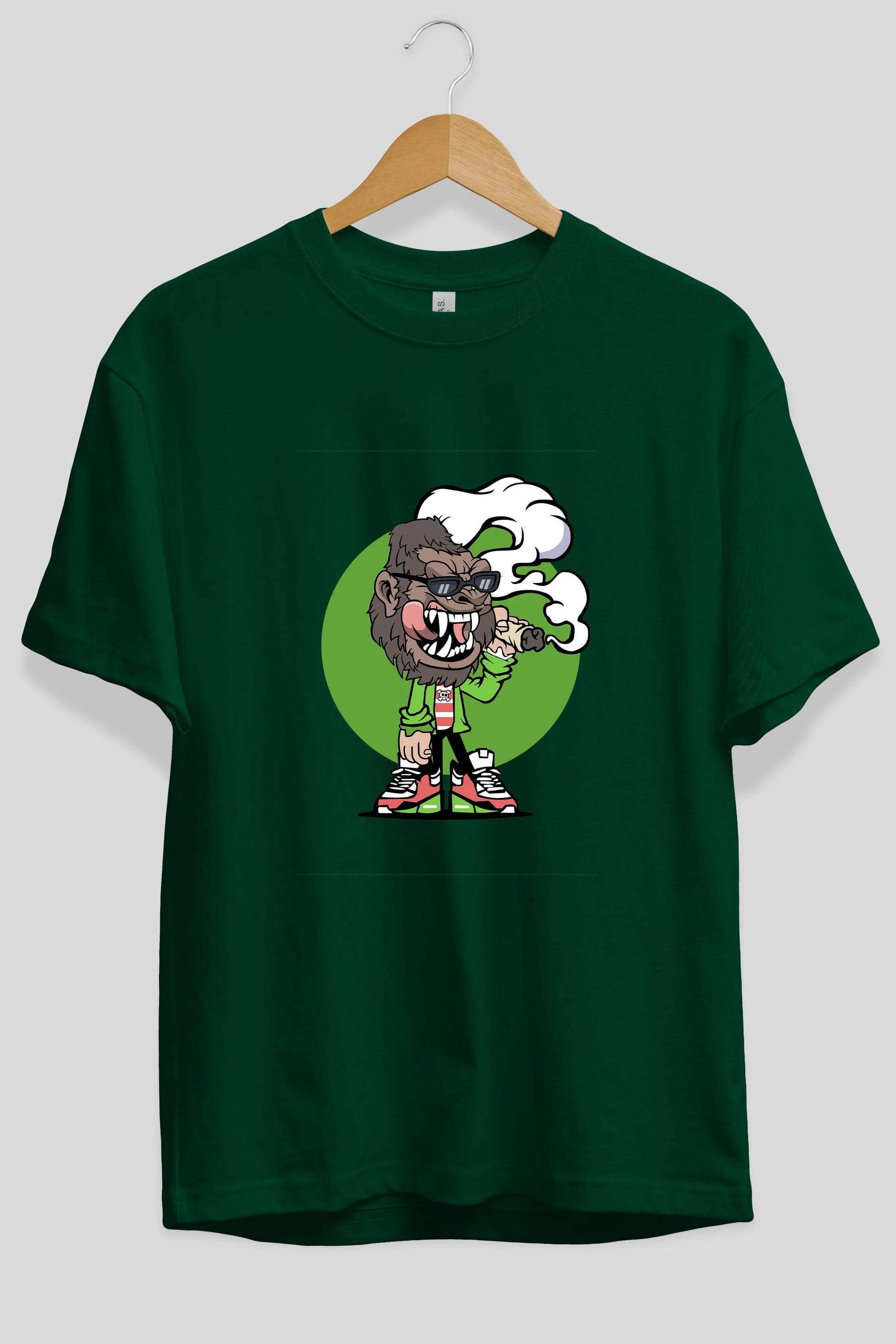 Gorilla Smoker Ön Baskılı Oversize t-shirt Erkek Kadın Unisex %100 Pamuk tişort