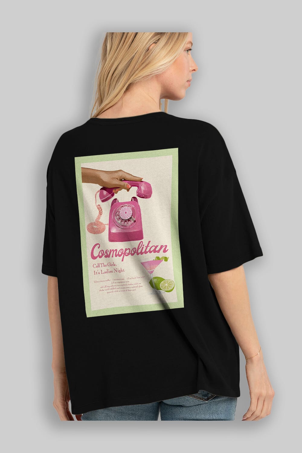 Cosmopolitan 5 Arka Baskılı Oversize t-shirt Erkek Kadın Unisex %100 Pamuk Bisiklet Yaka tişort