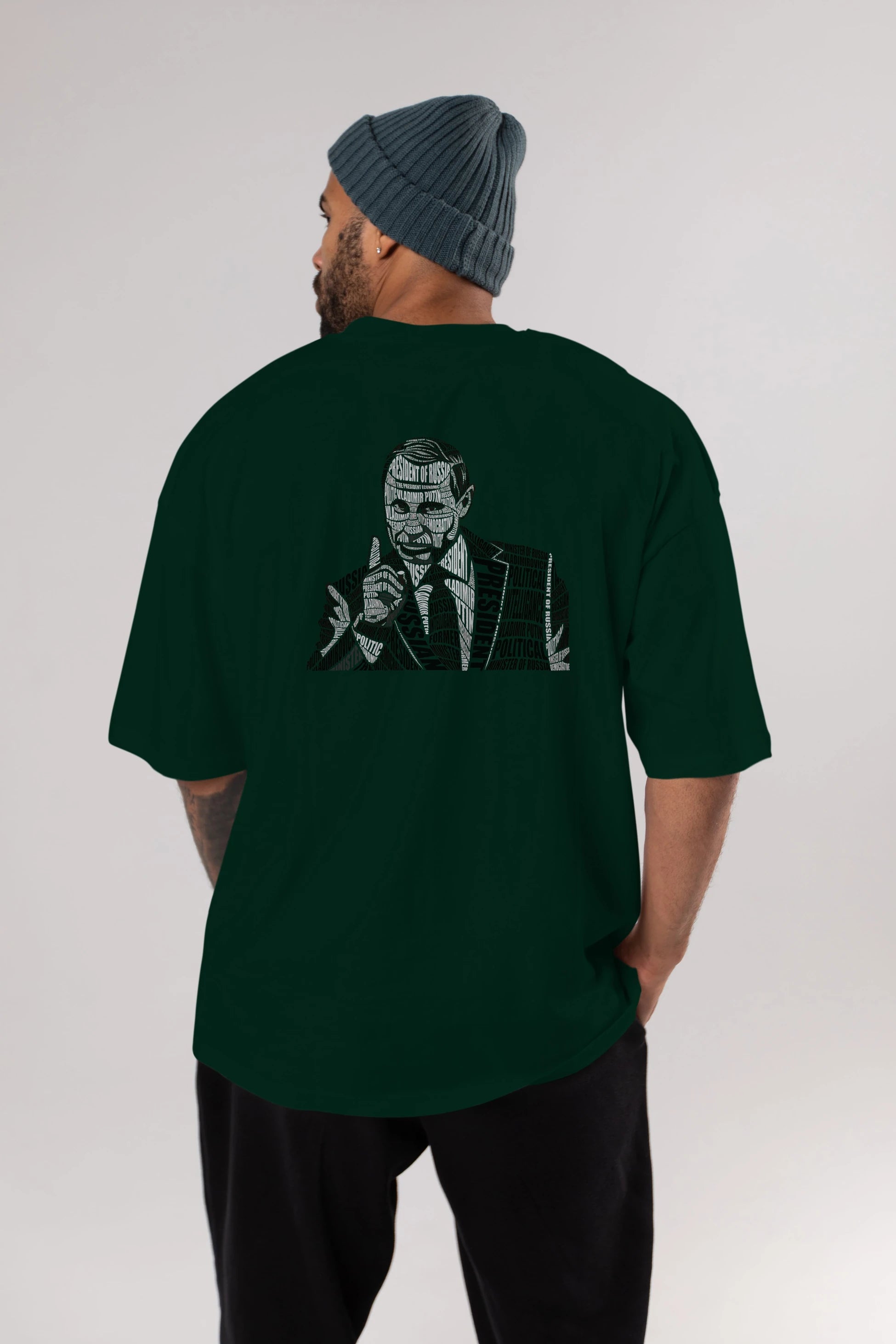 Putin Calligram Arka Baskılı Oversize t-shirt %100 pamuk Erkek Kadın Unisex