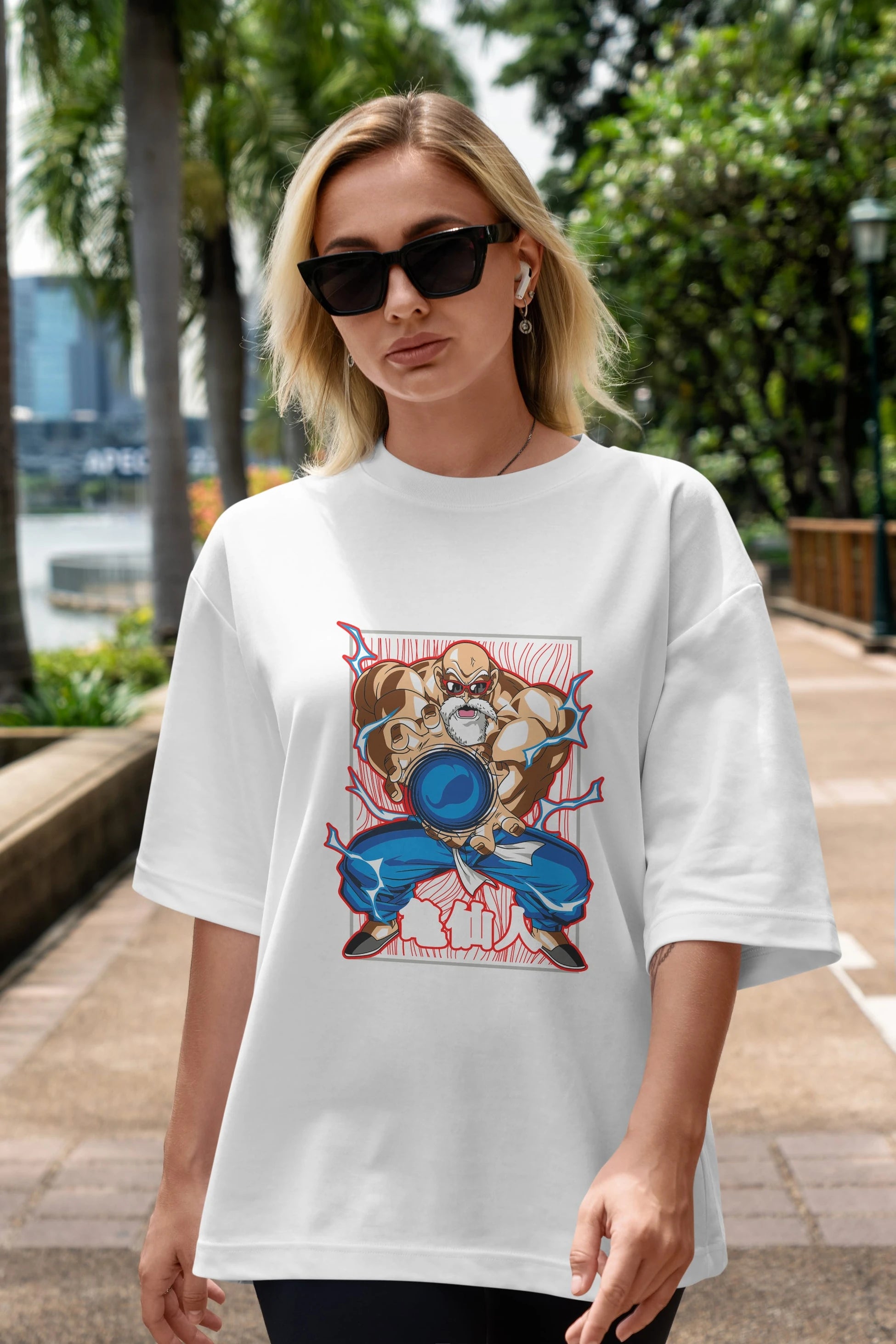 DragonBall MaestroRoshi Anime Ön Baskılı Oversize t-shirt %100 pamuk Erkek Kadın Unisex