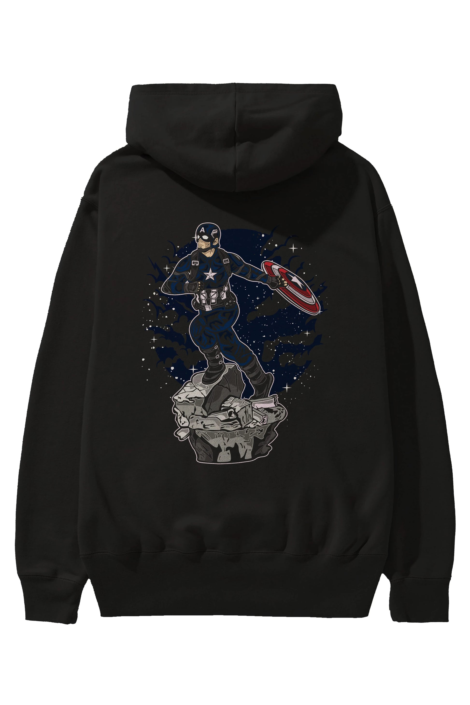 CAPTAIN AMERICA Arka Baskılı Hoodie Oversize Kapüşonlu Sweatshirt Erkek Kadın Unisex