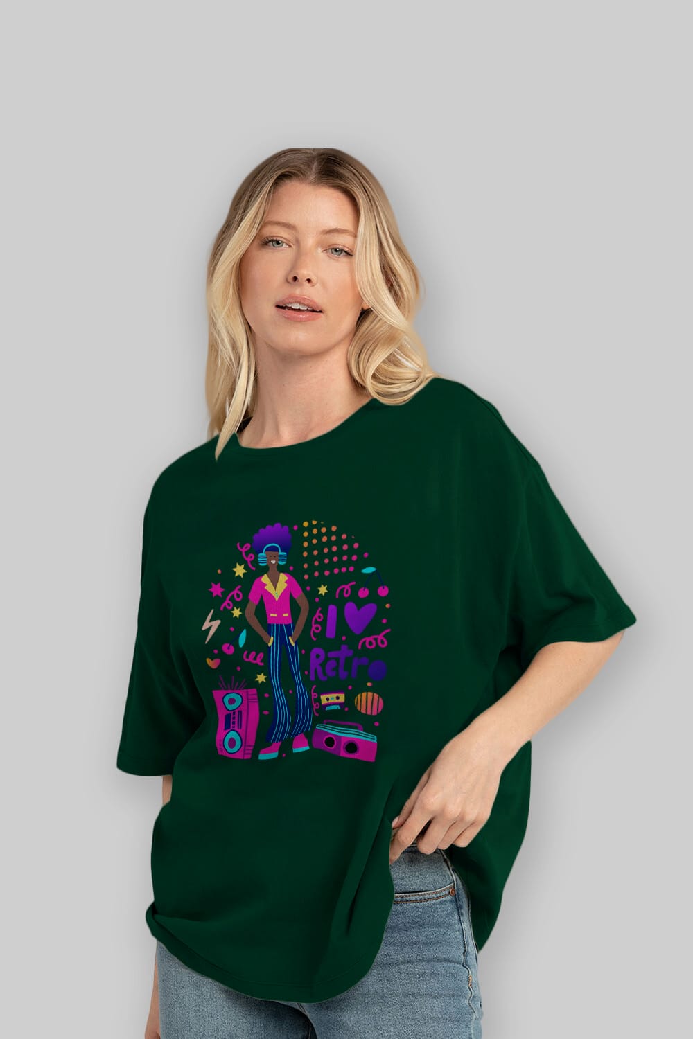 Retro Boy Party Ön Baskılı Oversize t-shirt Erkek Kadın Unisex