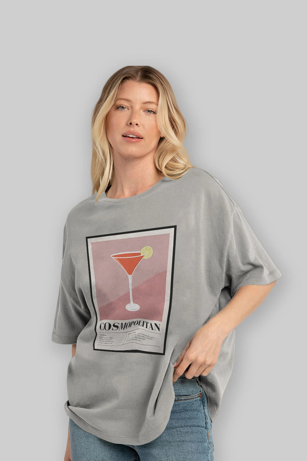 Cosmopolitan 3 Ön Baskılı Oversize t-shirt Erkek Kadın Unisex %100 Pamuk Bisiklet Yaka tişort