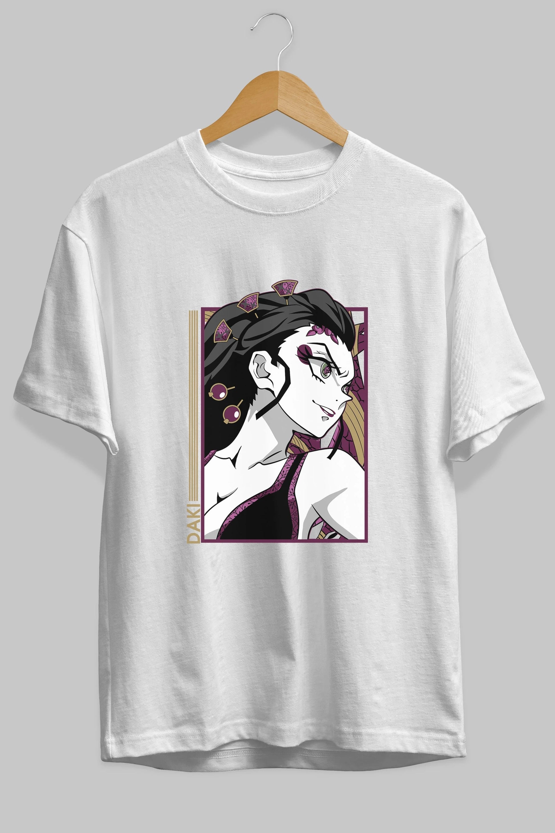 Daki DEMION SLAYER Anime Ön Baskılı Oversize t-shirt %100 pamuk Erkek Kadın Unisex