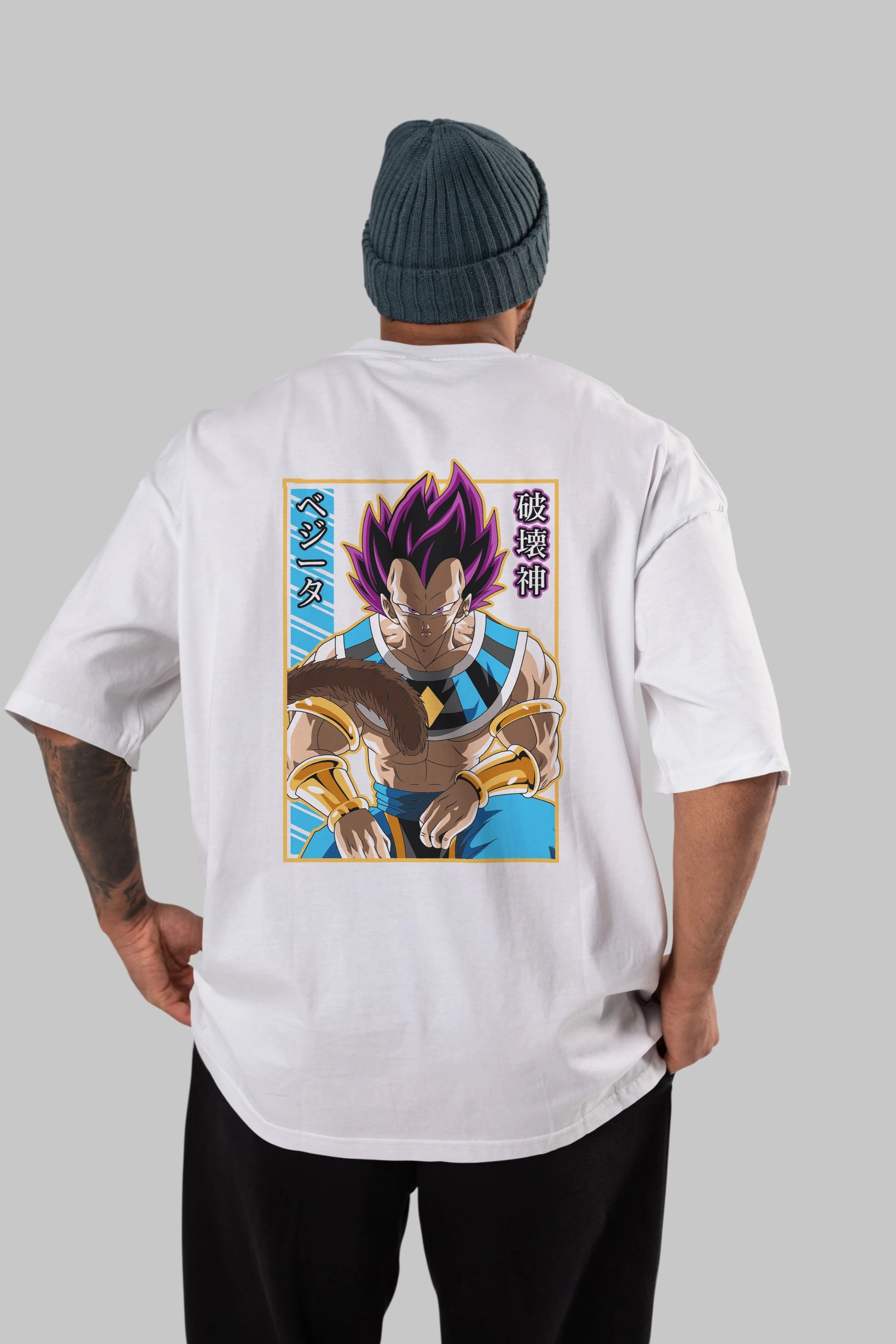 DragonBall VegetaHakaishin Anime Arka Baskılı Oversize t-shirt Erkek Kadın Unisex
