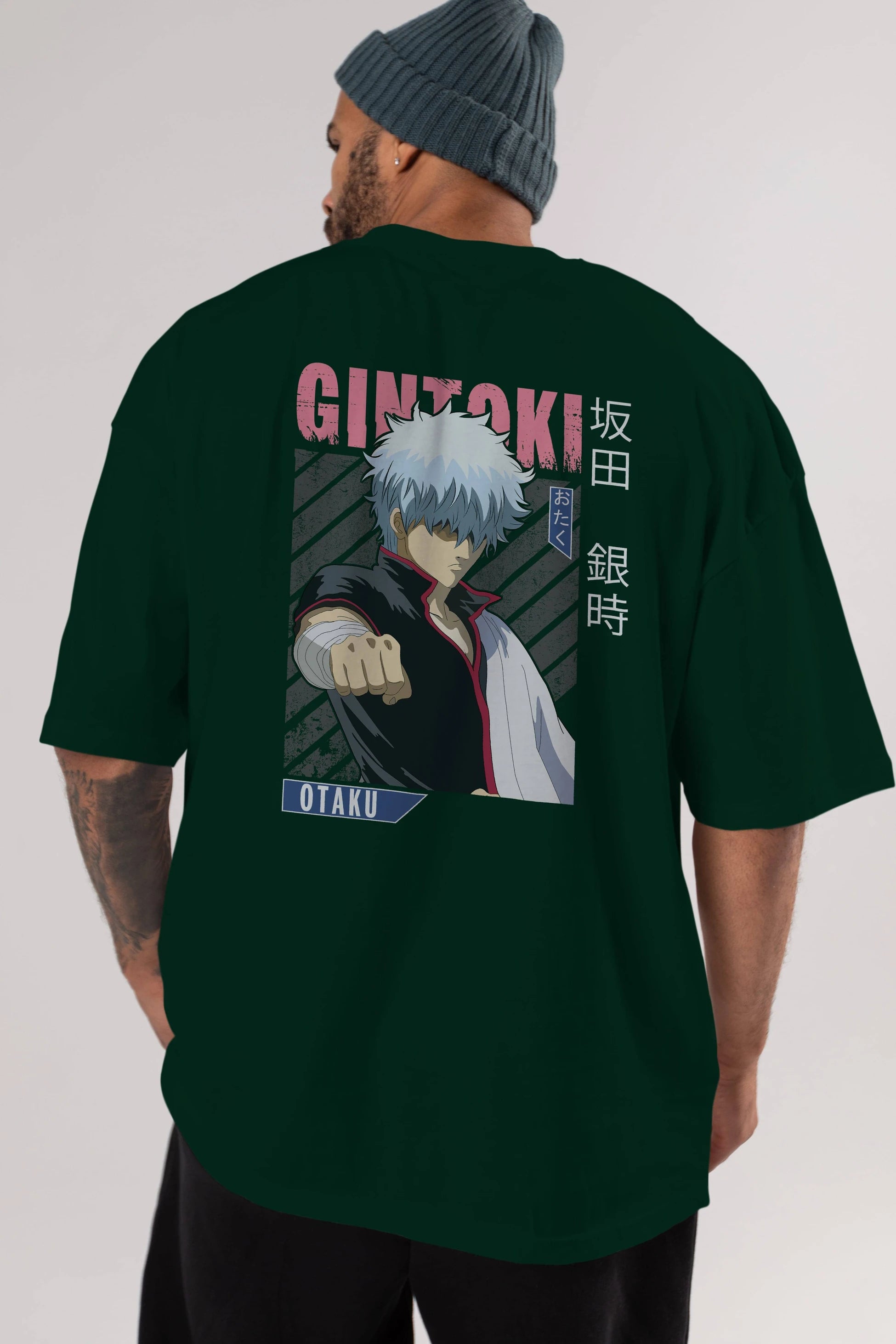 Gintoki Sakata GINTAMA 2 Anime Arka Baskılı Oversize t-shirt Erkek Kadın Unisex