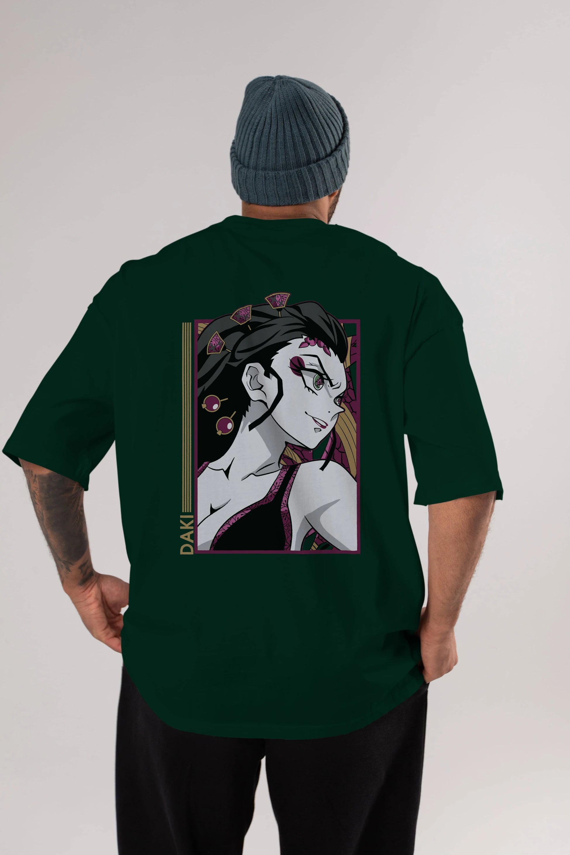 Daki DEMION SLAYER Anime Arka Baskılı Oversize t-shirt Erkek Kadın Unisex