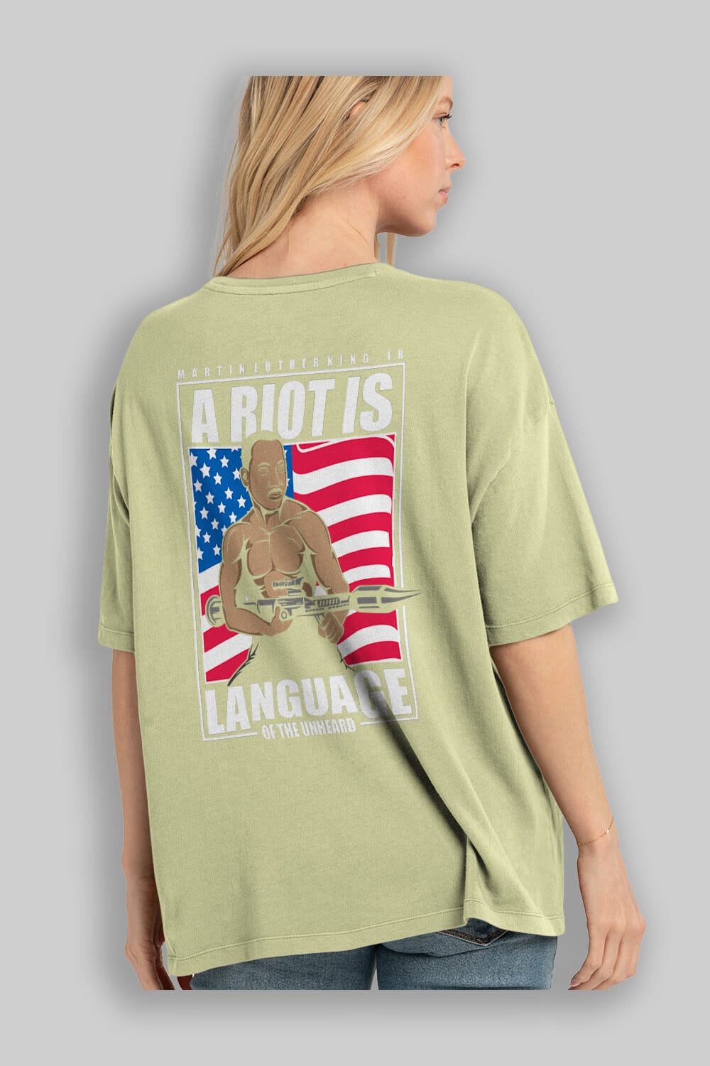 Luther King Jr Rambo Arka Baskılı Oversize t-shirt Erkek Kadın Unisex %100 Pamuk tişort