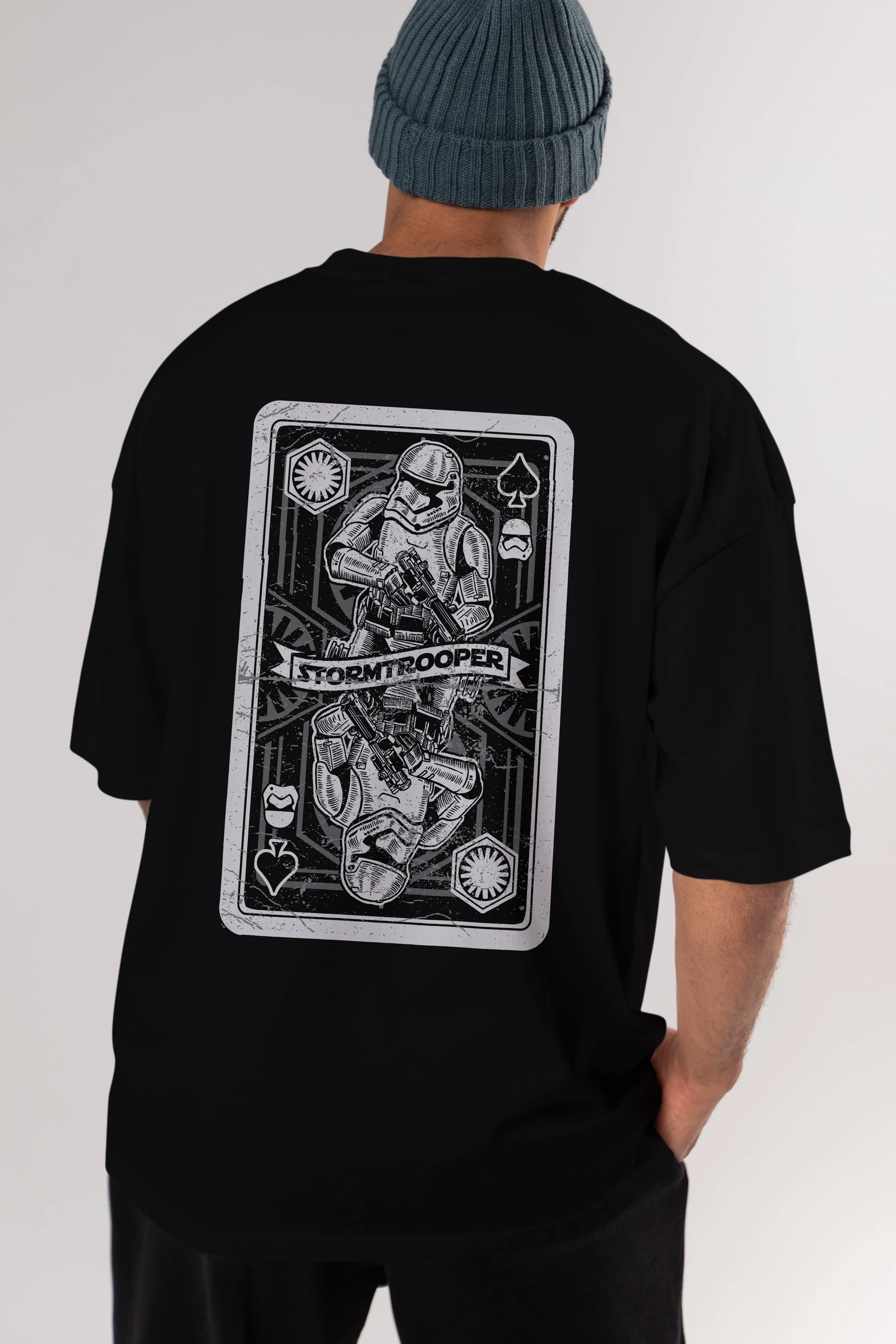 Stormtrooper Playing Card Arka Baskılı Oversize t-shirt Erkek Kadın Unisex %100 Pamuk