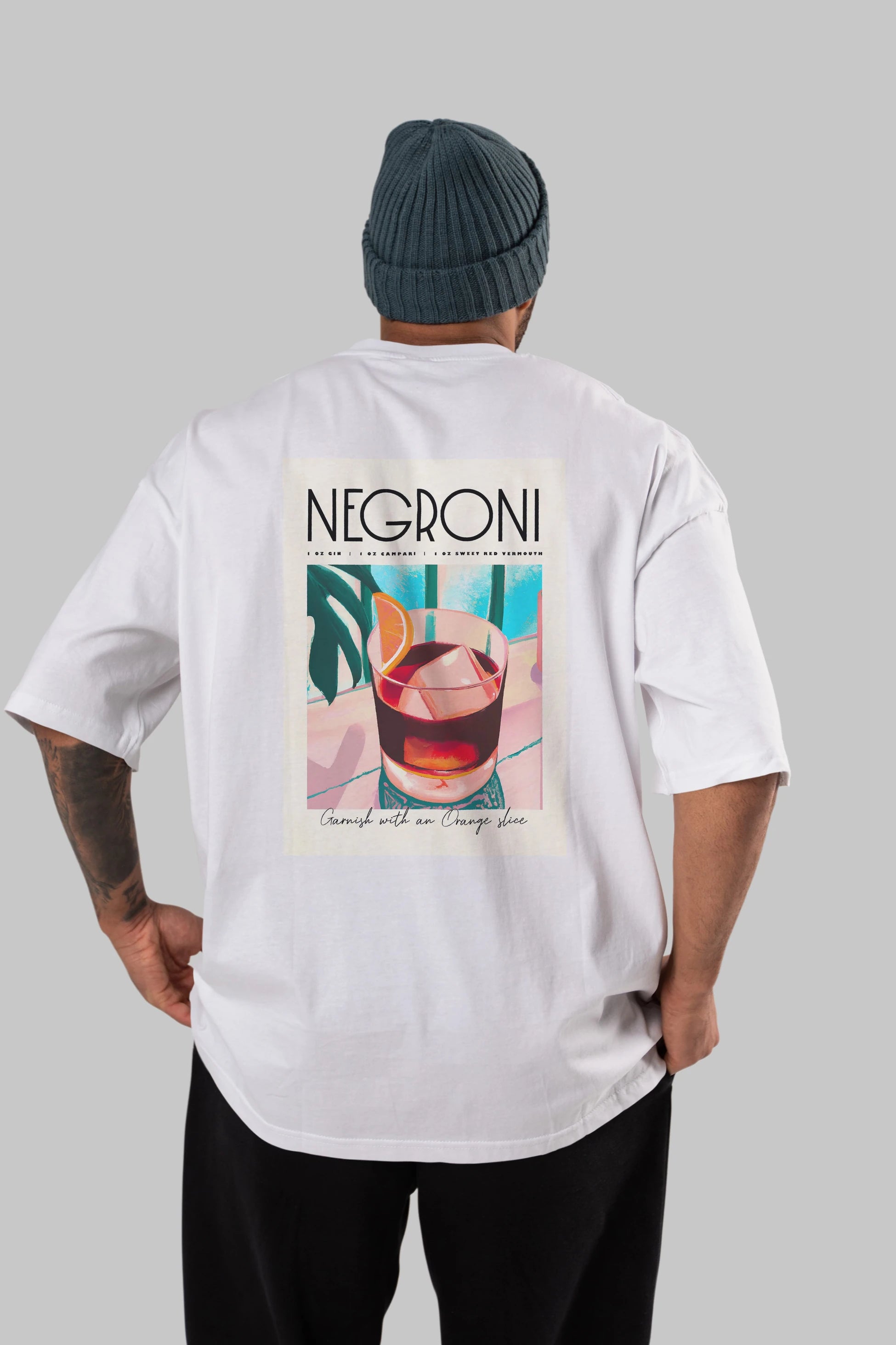 Negroni 4 Arka Baskılı Oversize t-shirt Erkek Kadın Unisex %100 Pamuk Bisiklet Yaka tişort