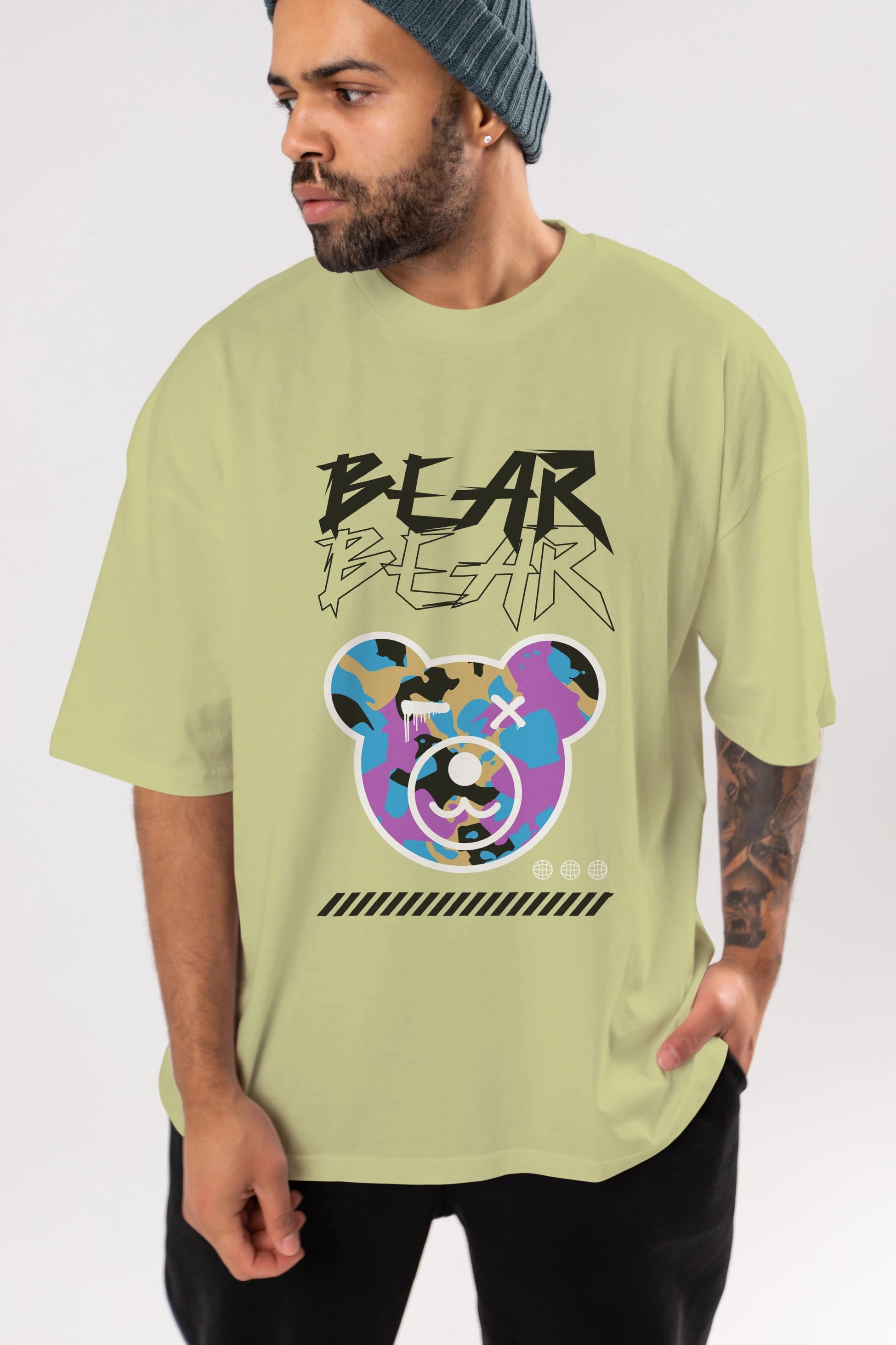 Bear Bear Ön Baskılı Oversize t-shirt Erkek Kadın Unisex